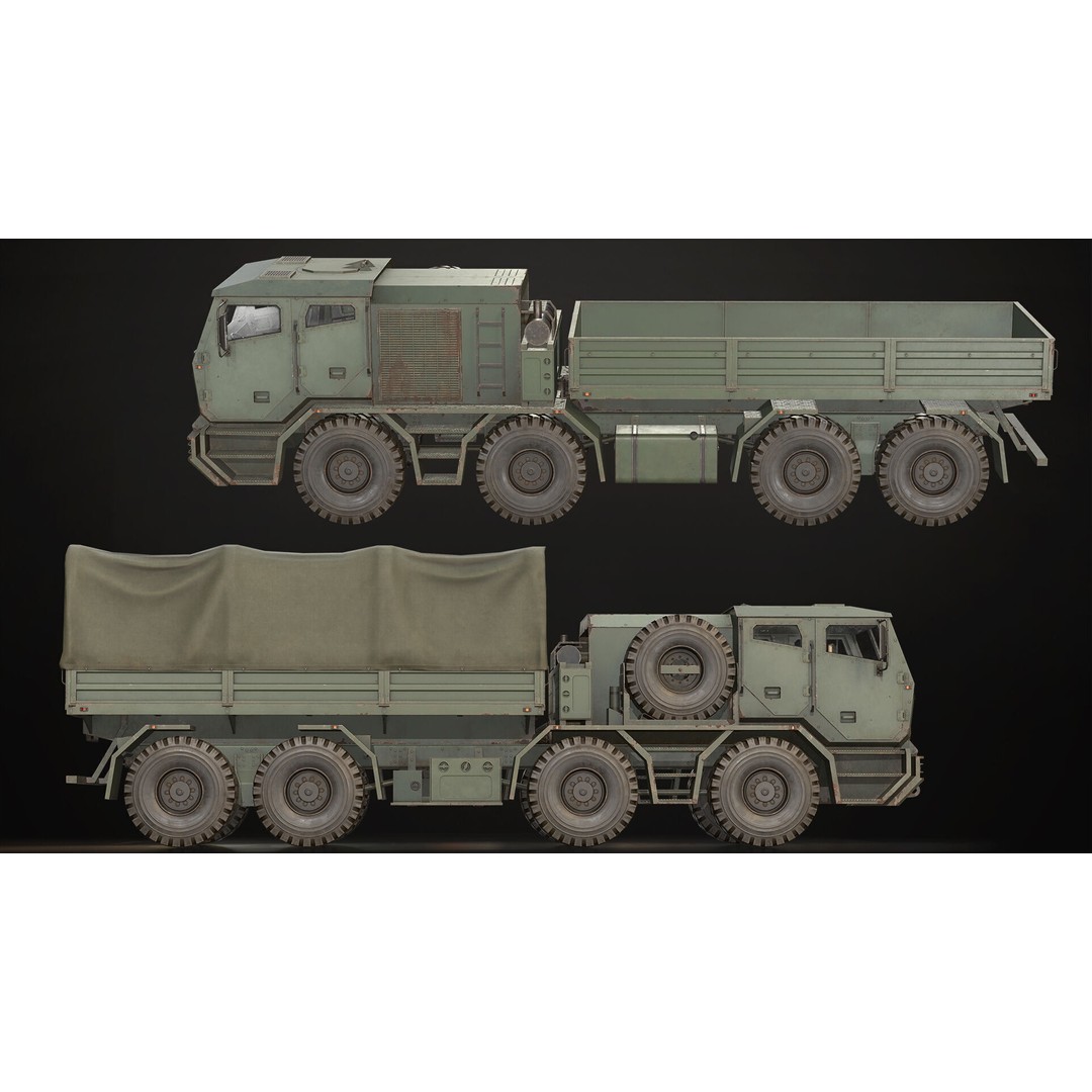 Heavy Military Truck 3D Model – Low Poly Game Ready Asset, FBX, OBJ - View 25