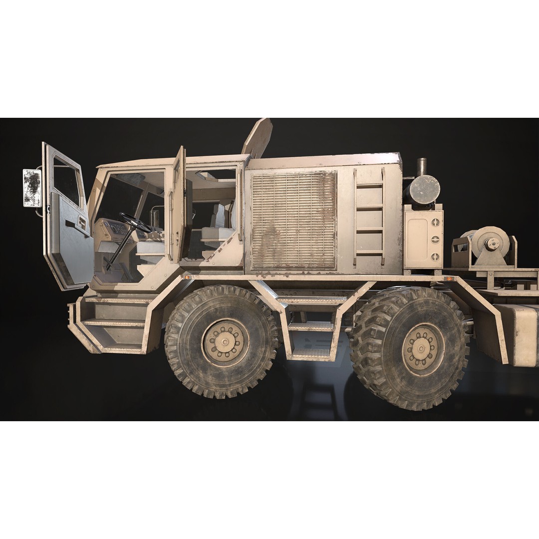 Heavy Military Truck 3D Model – Low Poly Game Ready Asset, FBX, OBJ - View 28