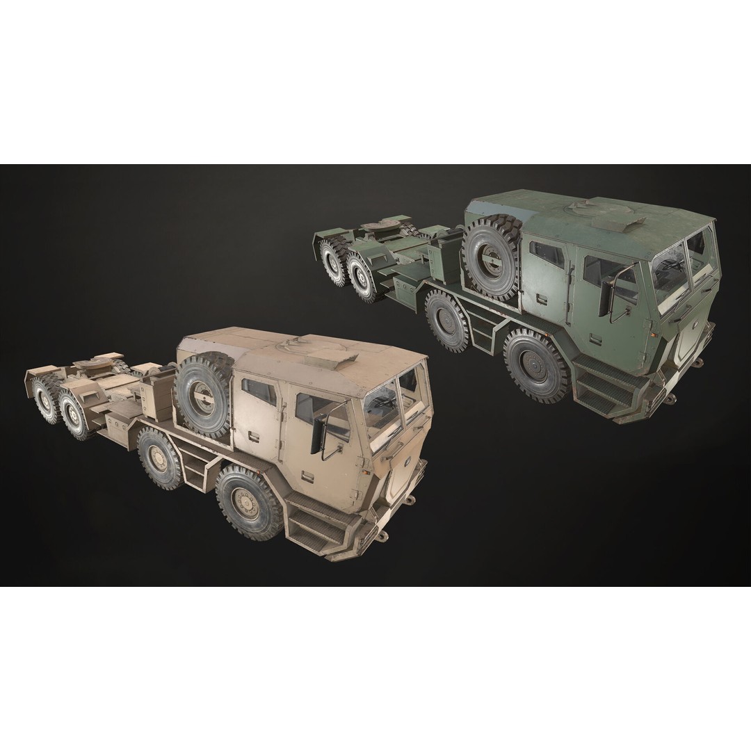 Heavy Military Truck 3D Model – Low Poly Game Ready Asset, FBX, OBJ - View 3