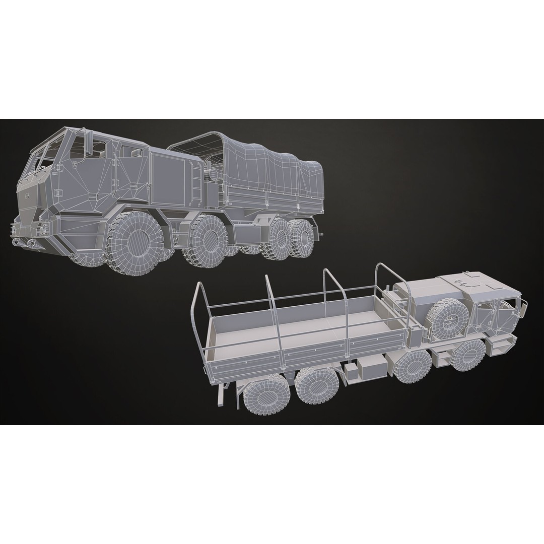 Heavy Military Truck 3D Model – Low Poly Game Ready Asset, FBX, OBJ - View 36