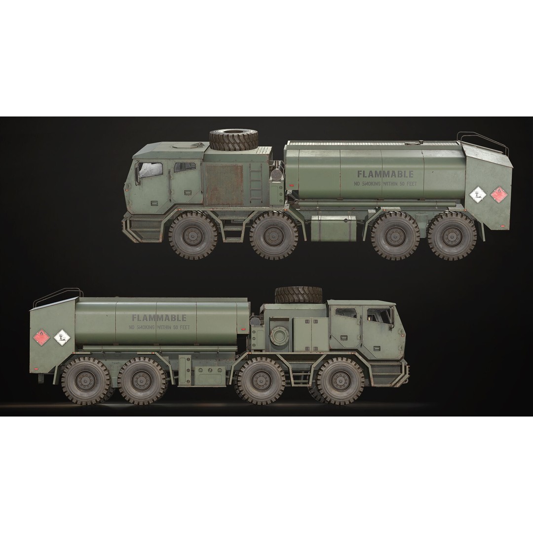 Heavy Military Truck 3D Model – Low Poly Game Ready Asset, FBX, OBJ - View 9