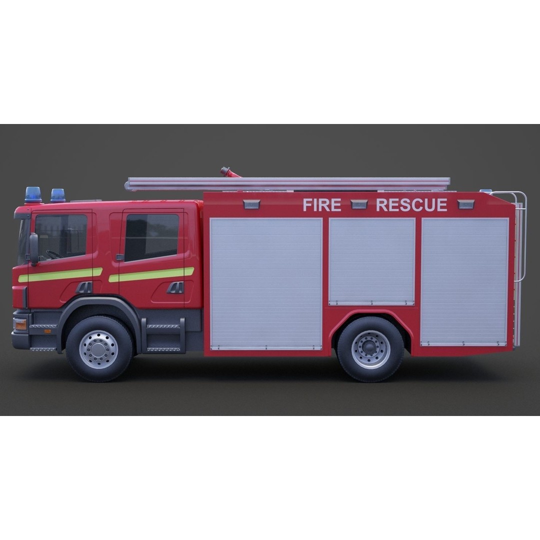 Fire Truck 3D Model – Detailed Emergency Vehicle, FBX, OBJ - View 10