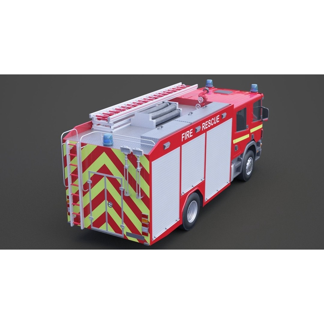 Fire Truck 3D Model – Detailed Emergency Vehicle, FBX, OBJ - View 13