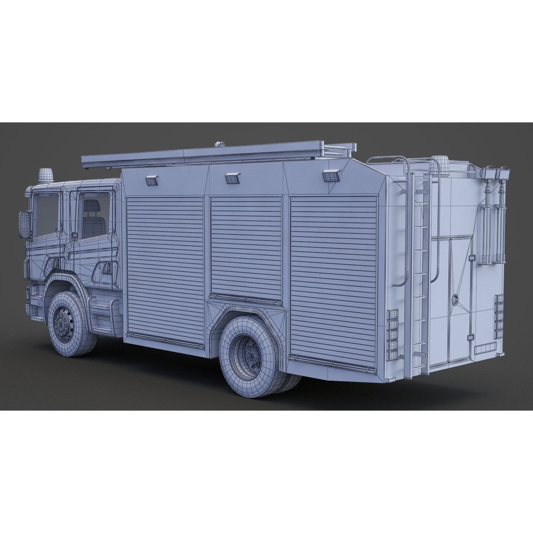 Fire Truck 3D Model – Detailed Emergency Vehicle, FBX, OBJ - View 19