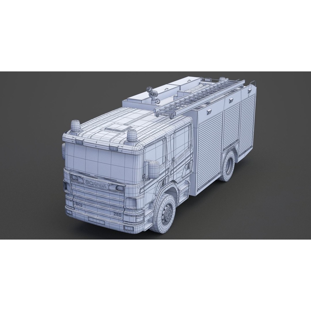 Fire Truck 3D Model – Detailed Emergency Vehicle, FBX, OBJ - View 23