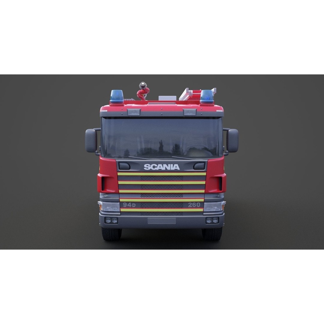 Fire Truck 3D Model – Detailed Emergency Vehicle, FBX, OBJ - View 4