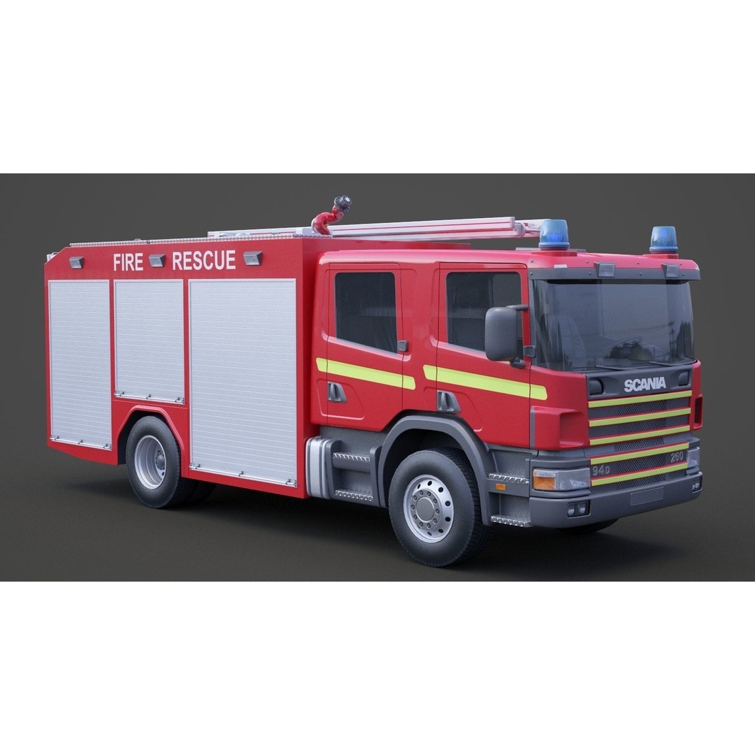 Fire Truck 3D Model – Detailed Emergency Vehicle, FBX, OBJ - View 5