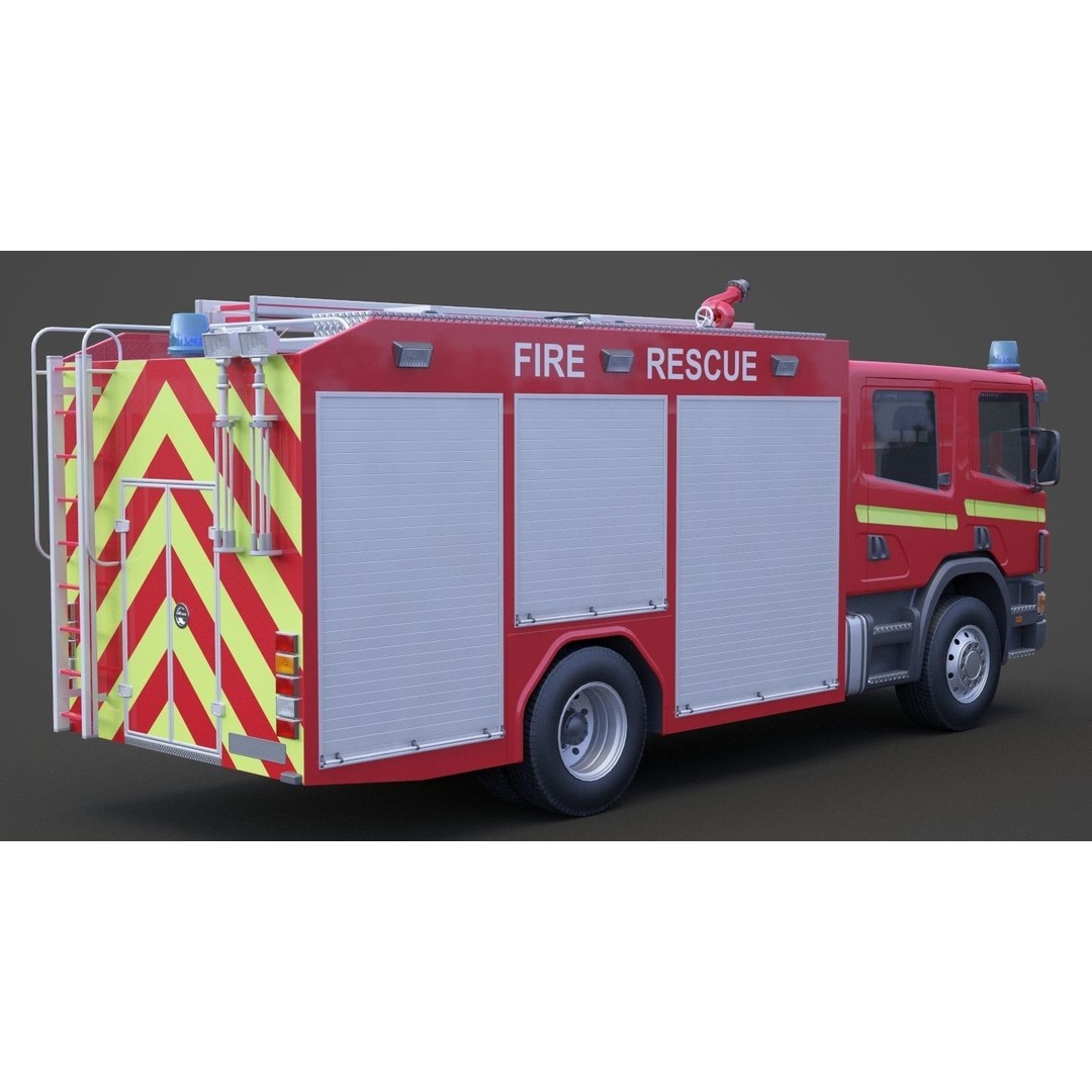 Fire Truck 3D Model – Detailed Emergency Vehicle, FBX, OBJ - View 7