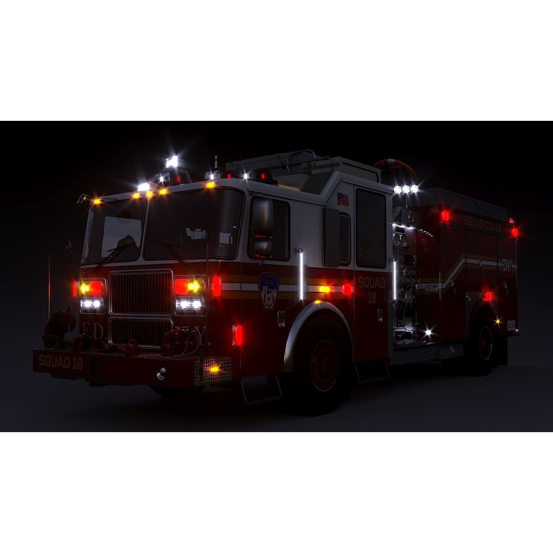 FDNY Fire Truck 3D Model – Low Poly Game Asset, PBR Textures, FBX - View 11