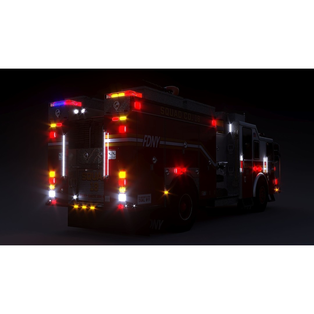 FDNY Fire Truck 3D Model – Low Poly Game Asset, PBR Textures, FBX - View 12