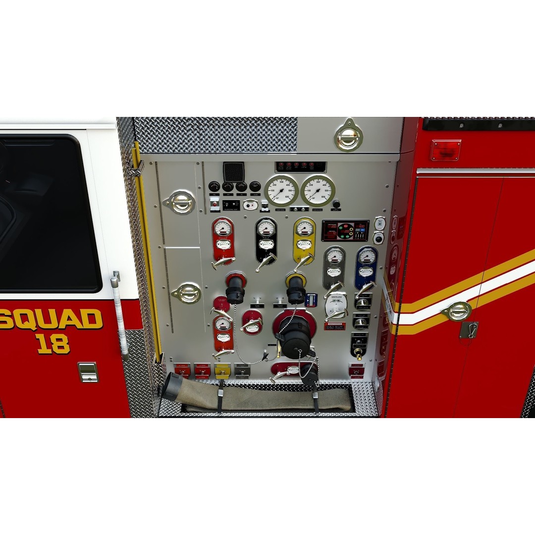 FDNY Fire Truck 3D Model – Low Poly Game Asset, PBR Textures, FBX - View 24