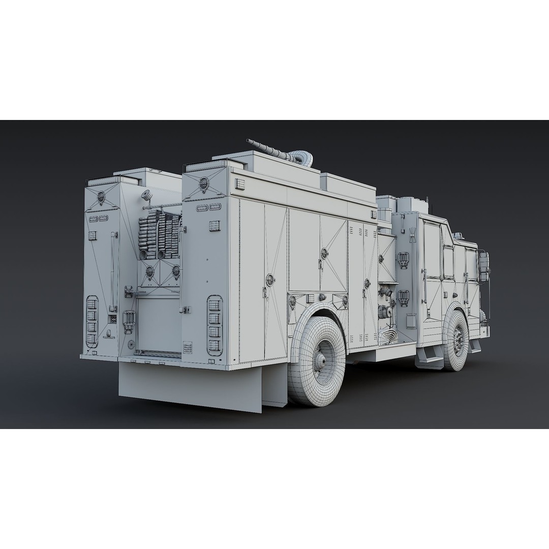 FDNY Fire Truck 3D Model – Low Poly Game Asset, PBR Textures, FBX - View 32