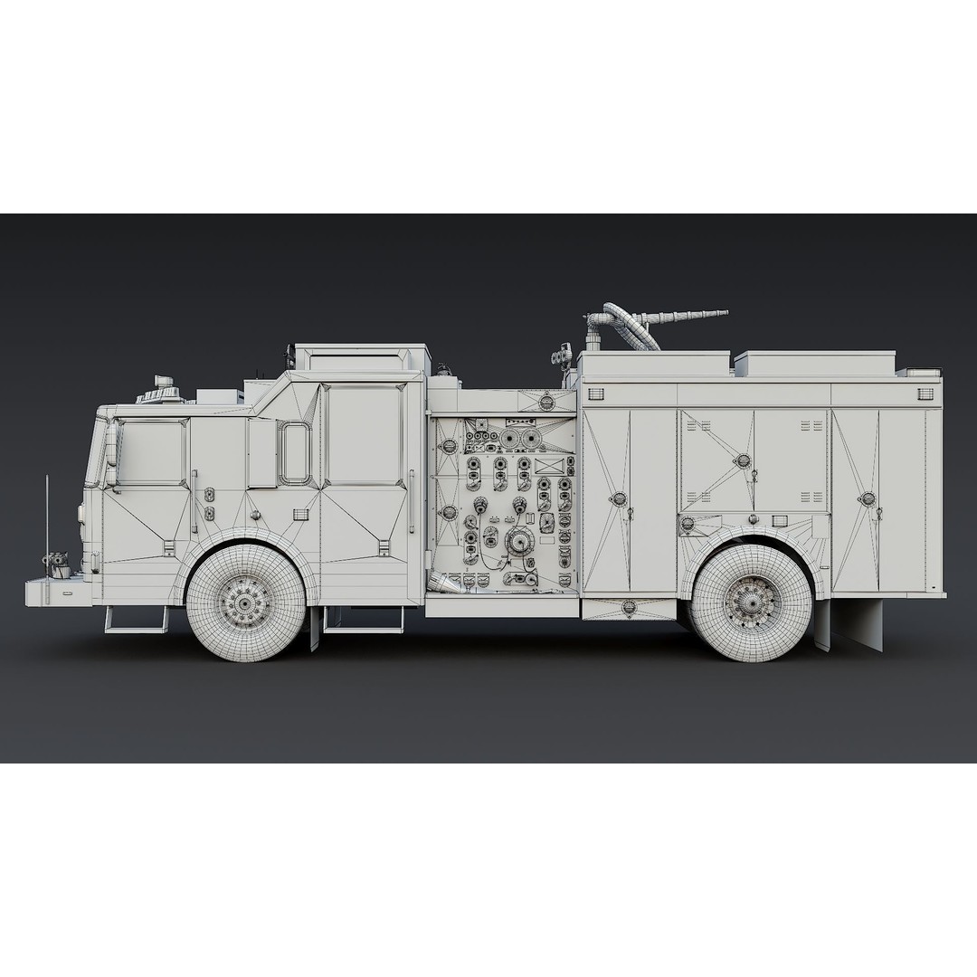 FDNY Fire Truck 3D Model – Low Poly Game Asset, PBR Textures, FBX - View 35