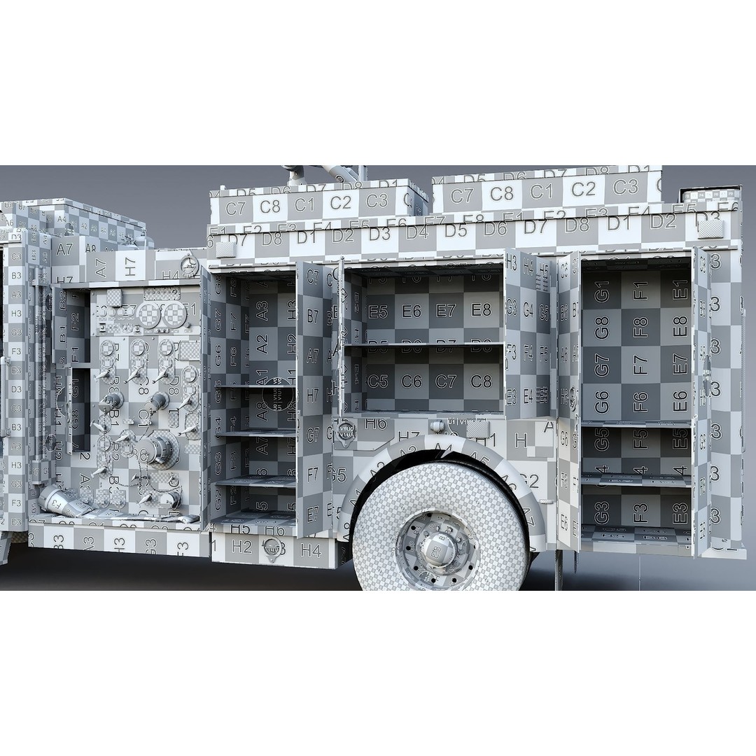 FDNY Fire Truck 3D Model – Low Poly Game Asset, PBR Textures, FBX - View 44