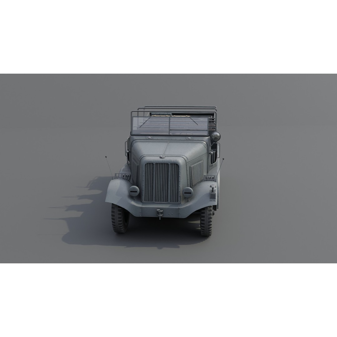 SdKfz 7 Half-Tracked Artillery Tractor 3D Model – Low Poly PBR Vehicle, FBX - View 16