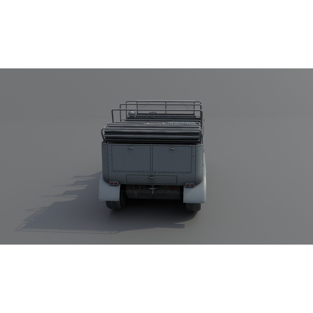 SdKfz 7 Half-Tracked Artillery Tractor 3D Model – Low Poly PBR Vehicle, FBX - View 21