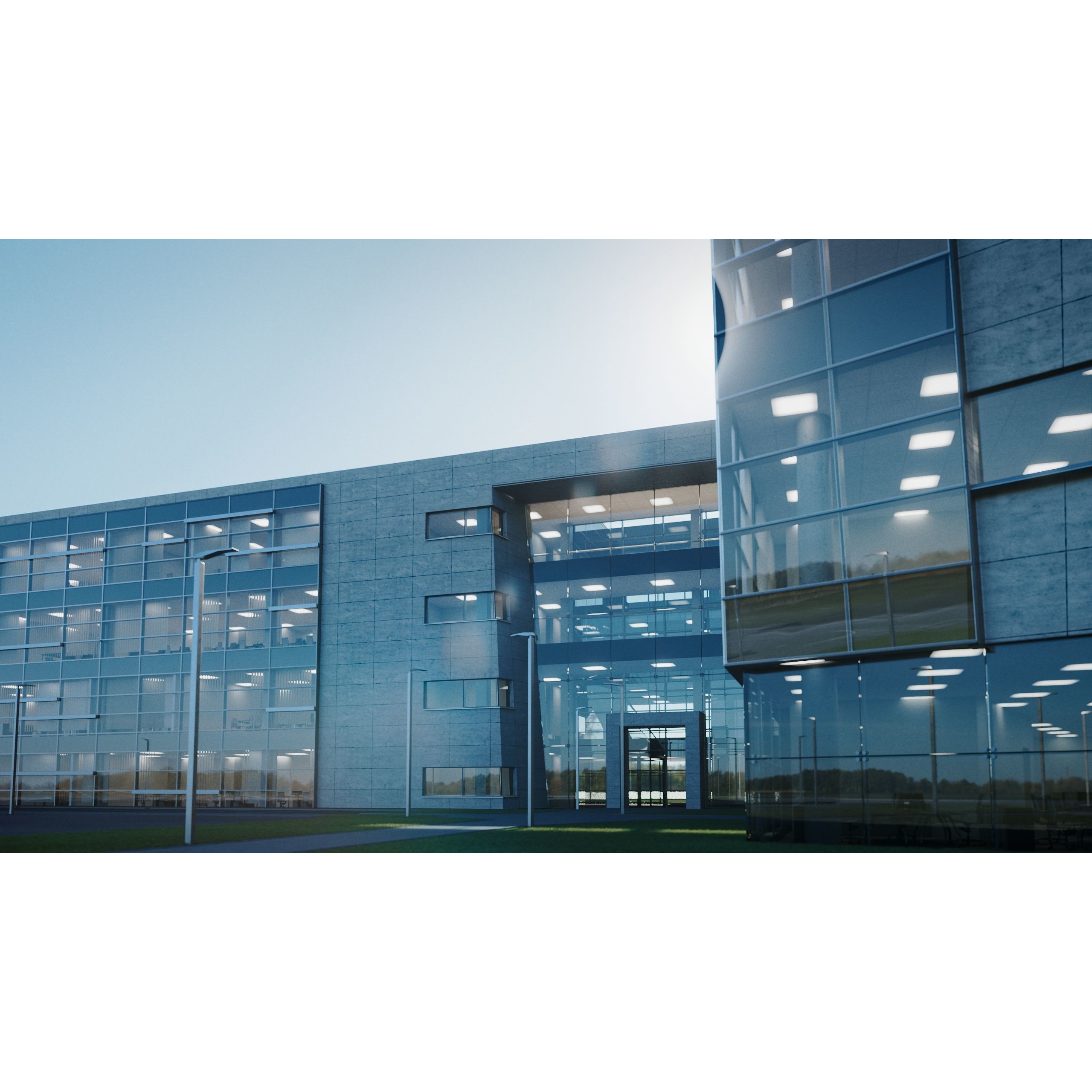 Modern Office Building - Low-Poly Game-Ready 3D Model - View 13