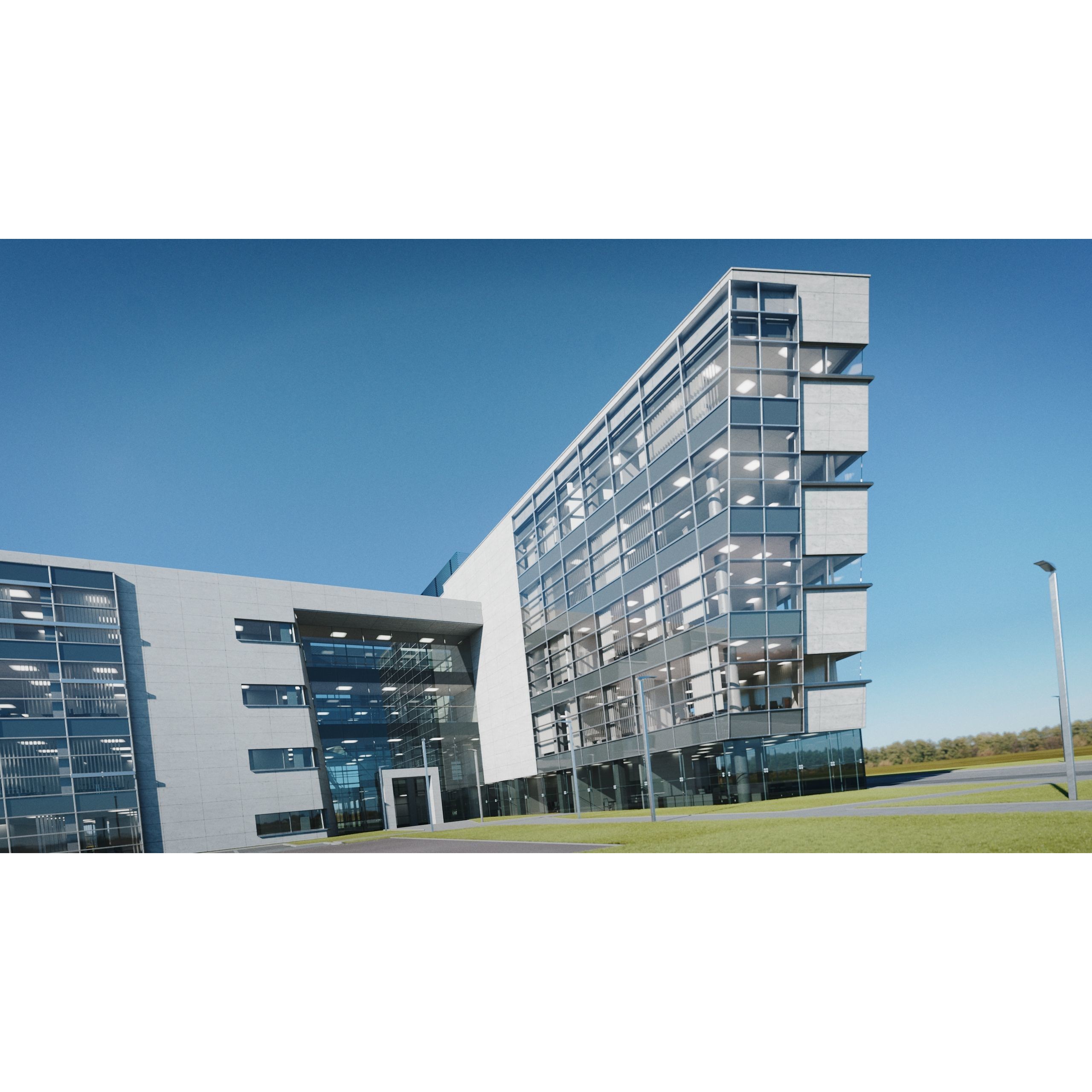 Modern Office Building - Low-Poly Game-Ready 3D Model - View 15