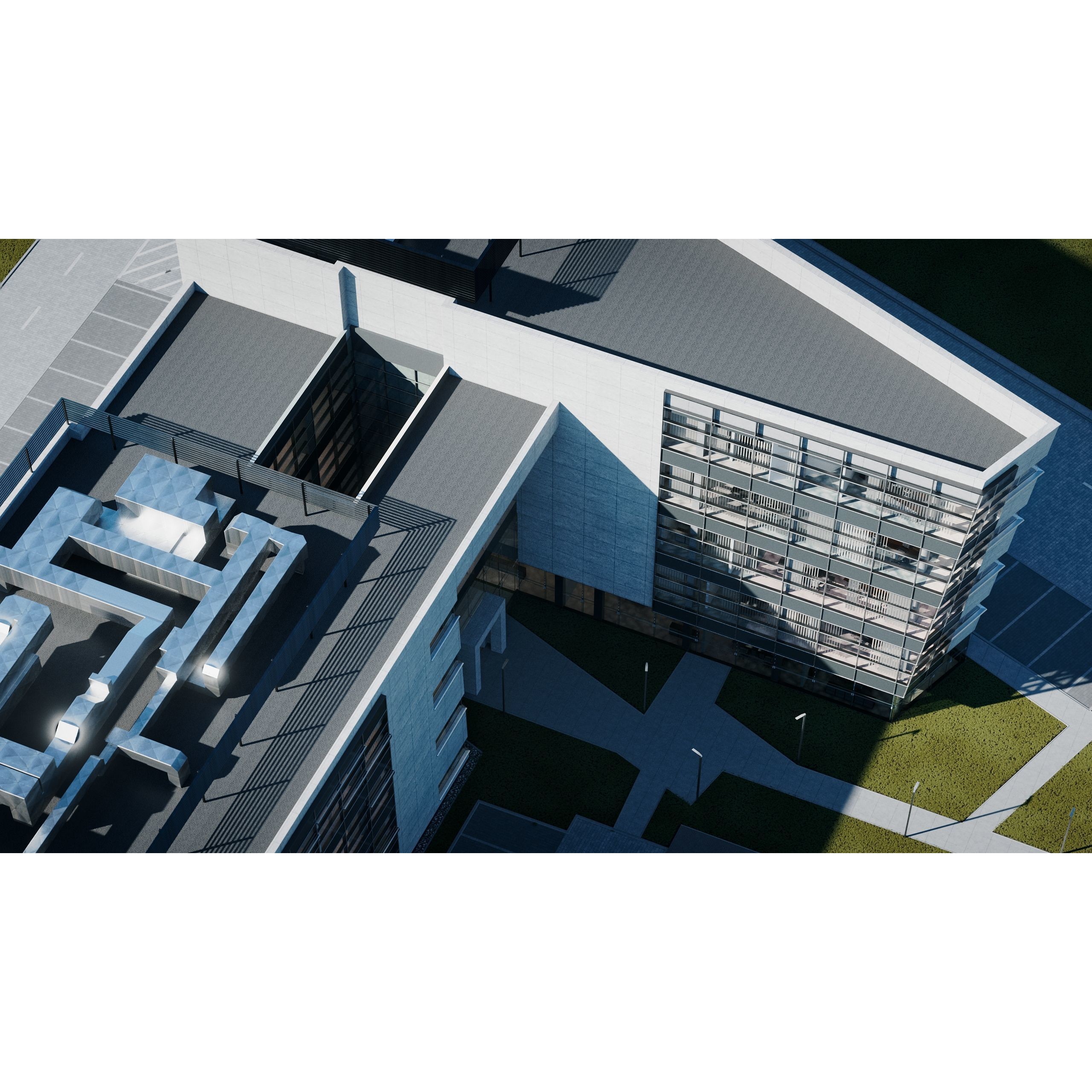 Modern Office Building - Low-Poly Game-Ready 3D Model - View 20