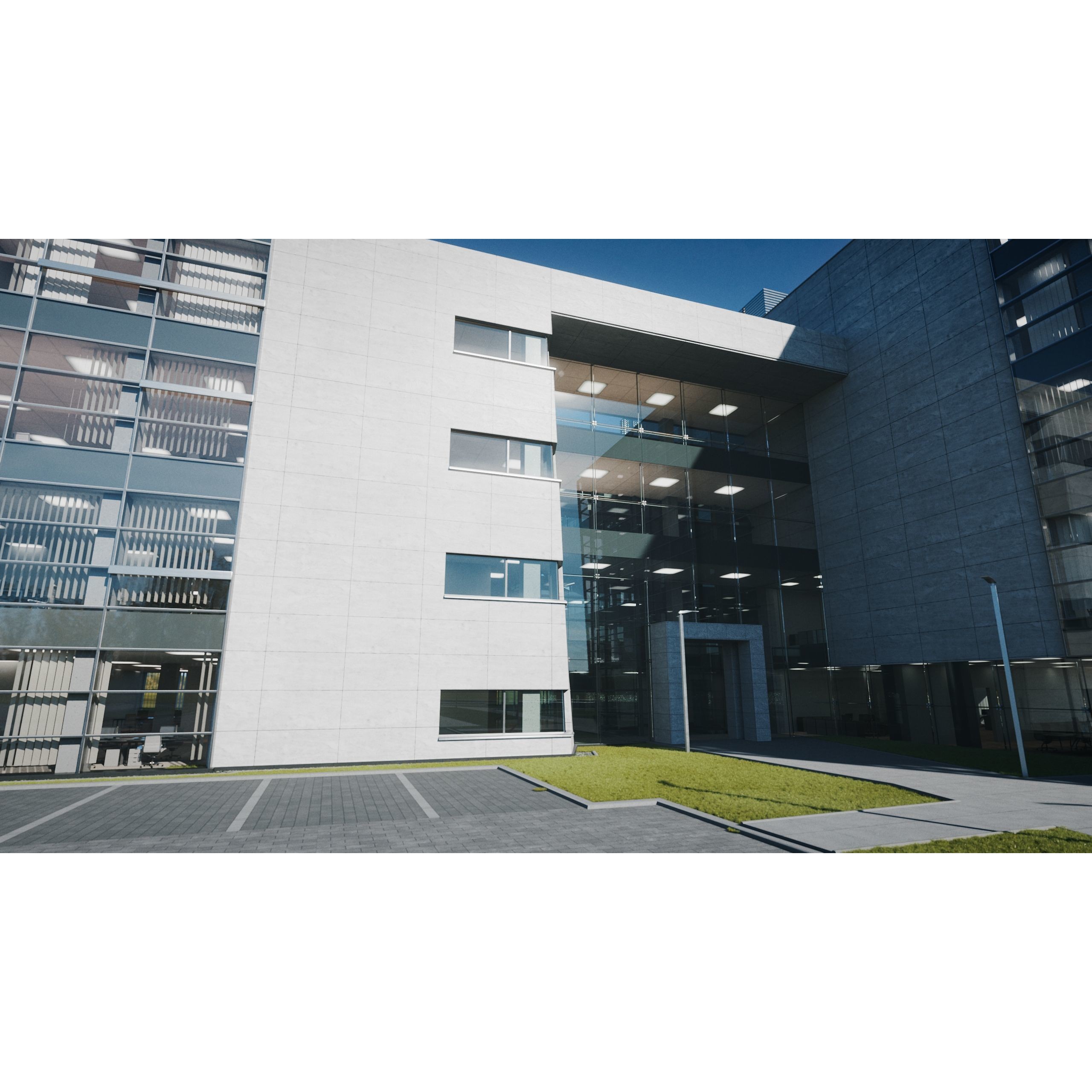 Modern Office Building - Low-Poly Game-Ready 3D Model - View 21