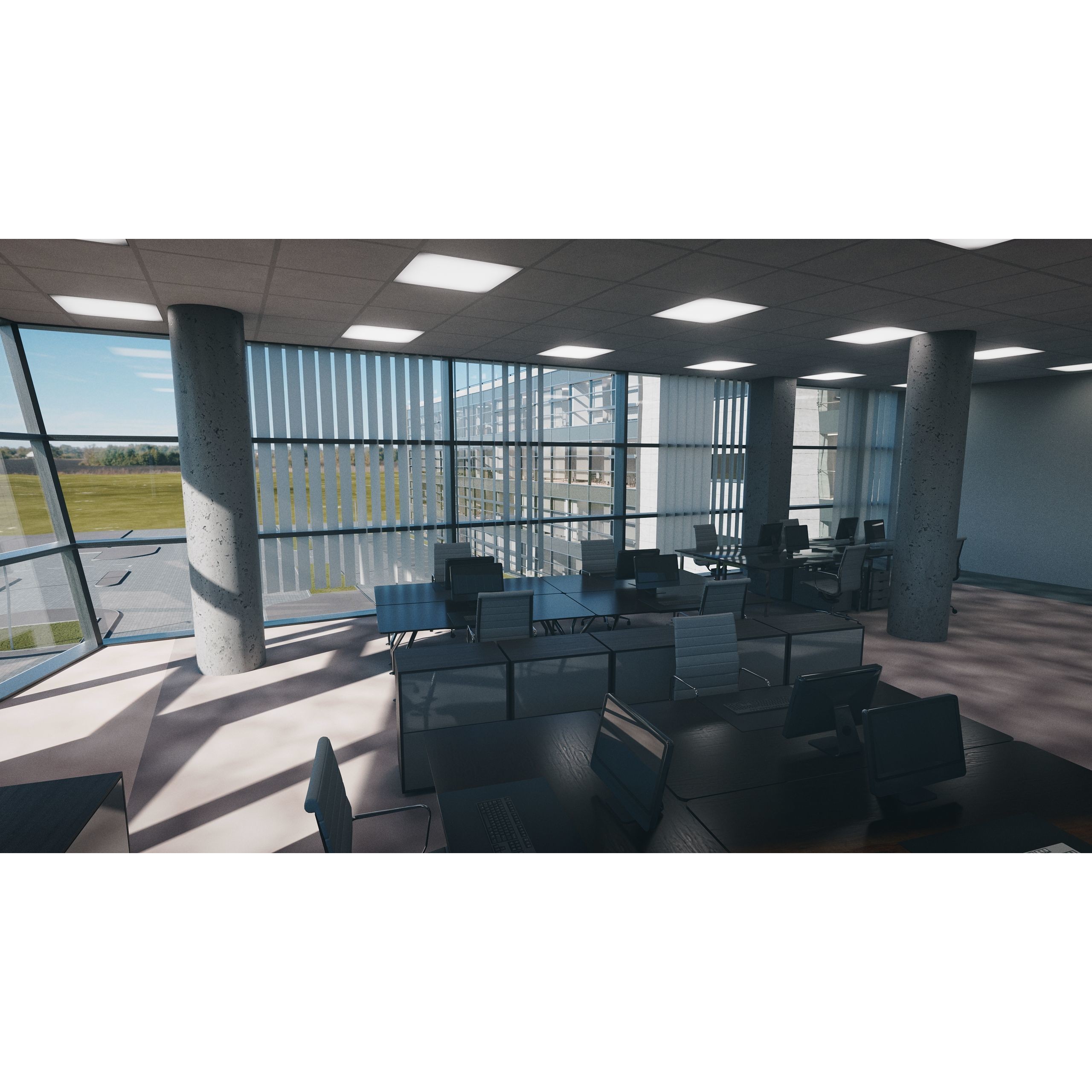 Modern Office Building - Low-Poly Game-Ready 3D Model - View 25