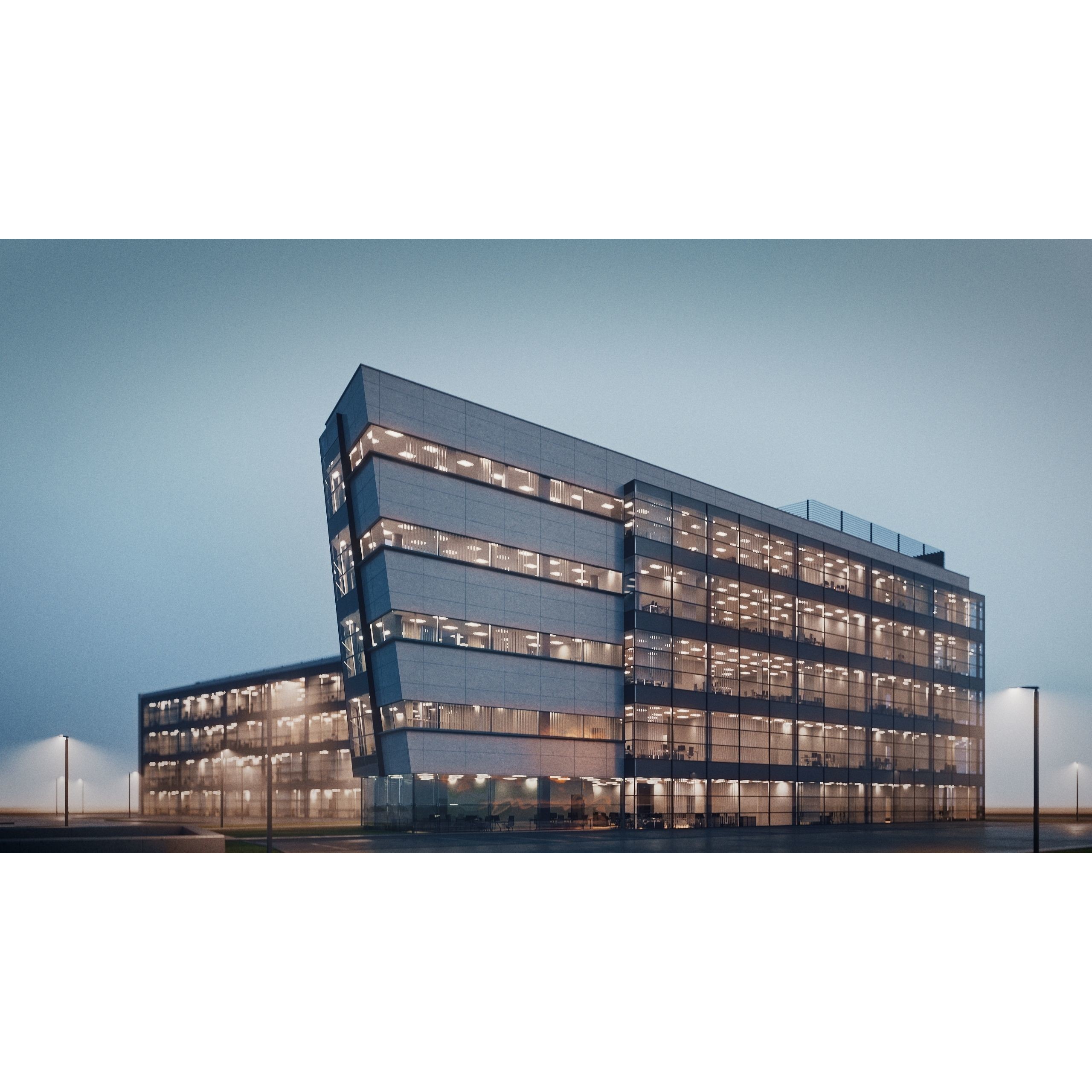 Modern Office Building - Low-Poly Game-Ready 3D Model - View 27