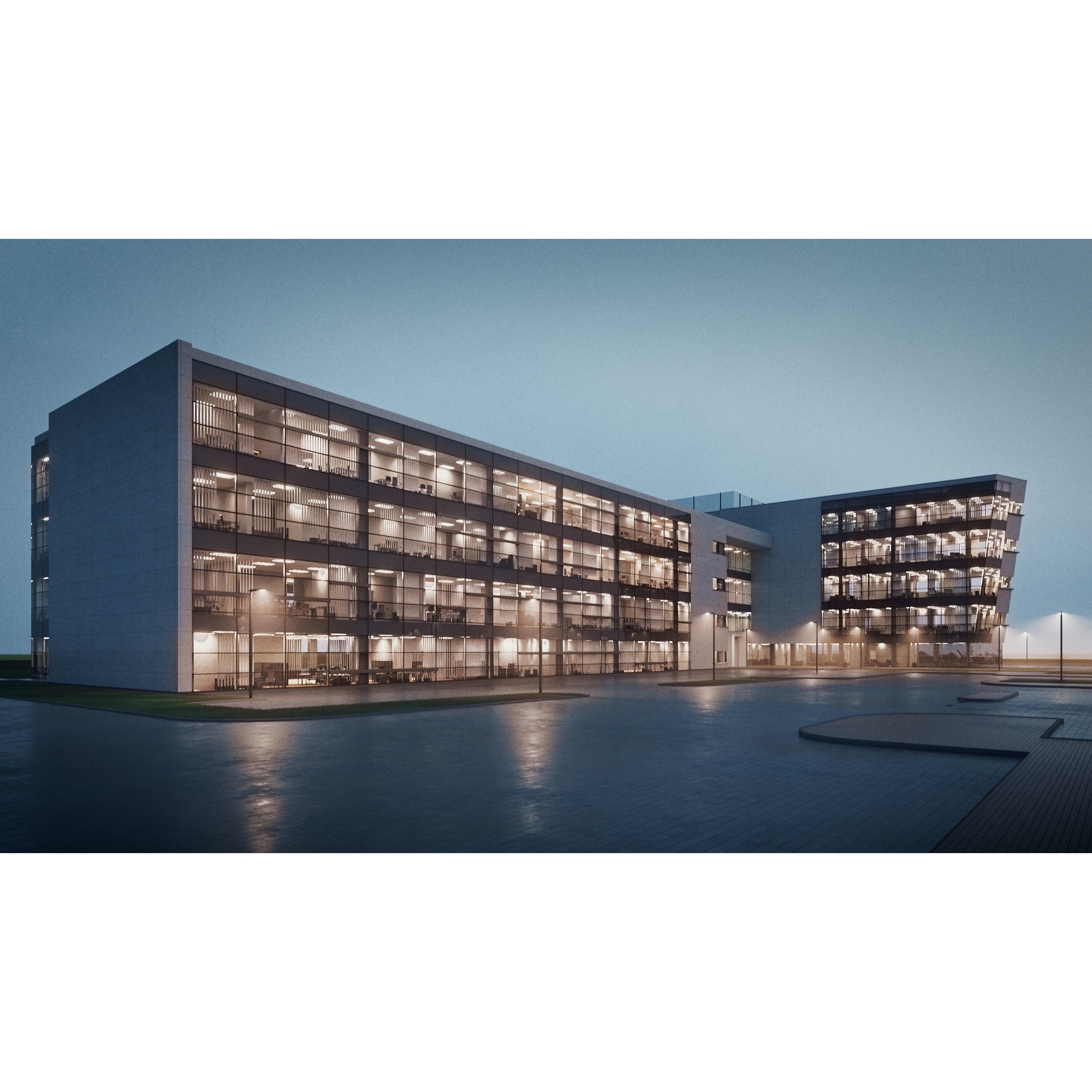 Modern Office Building - Low-Poly Game-Ready 3D Model - View 28