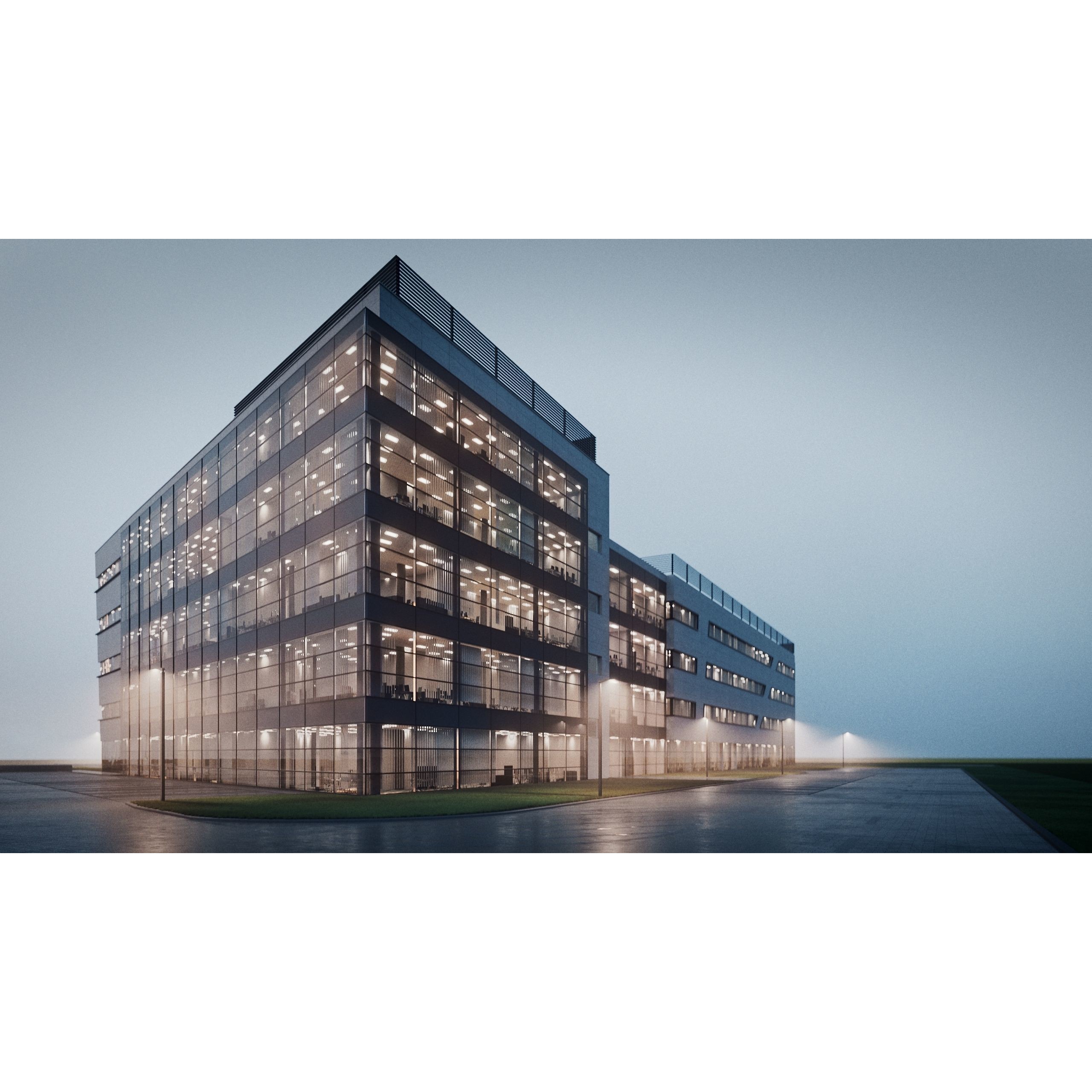 Modern Office Building - Low-Poly Game-Ready 3D Model - View 29