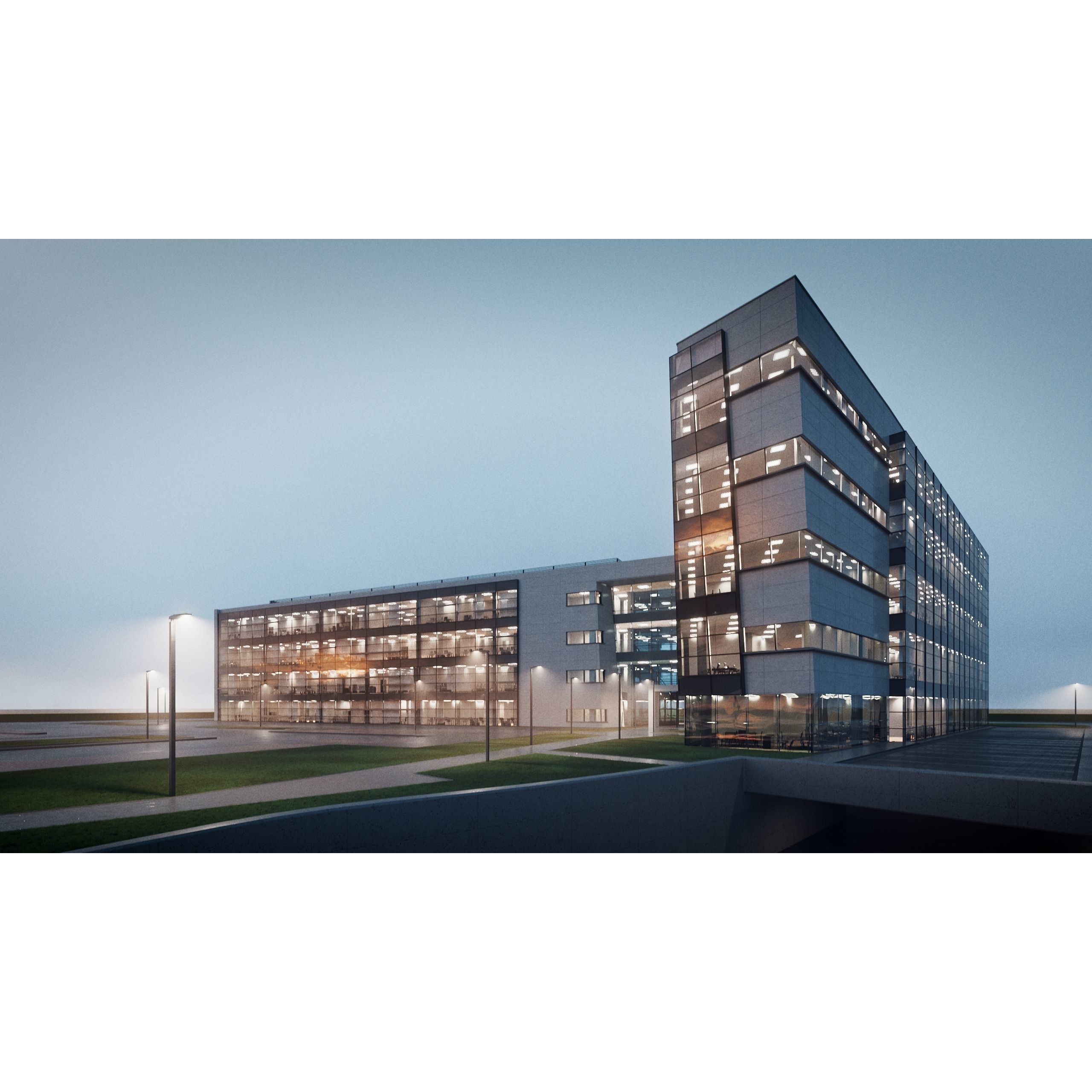 Modern Office Building - Low-Poly Game-Ready 3D Model - View 30