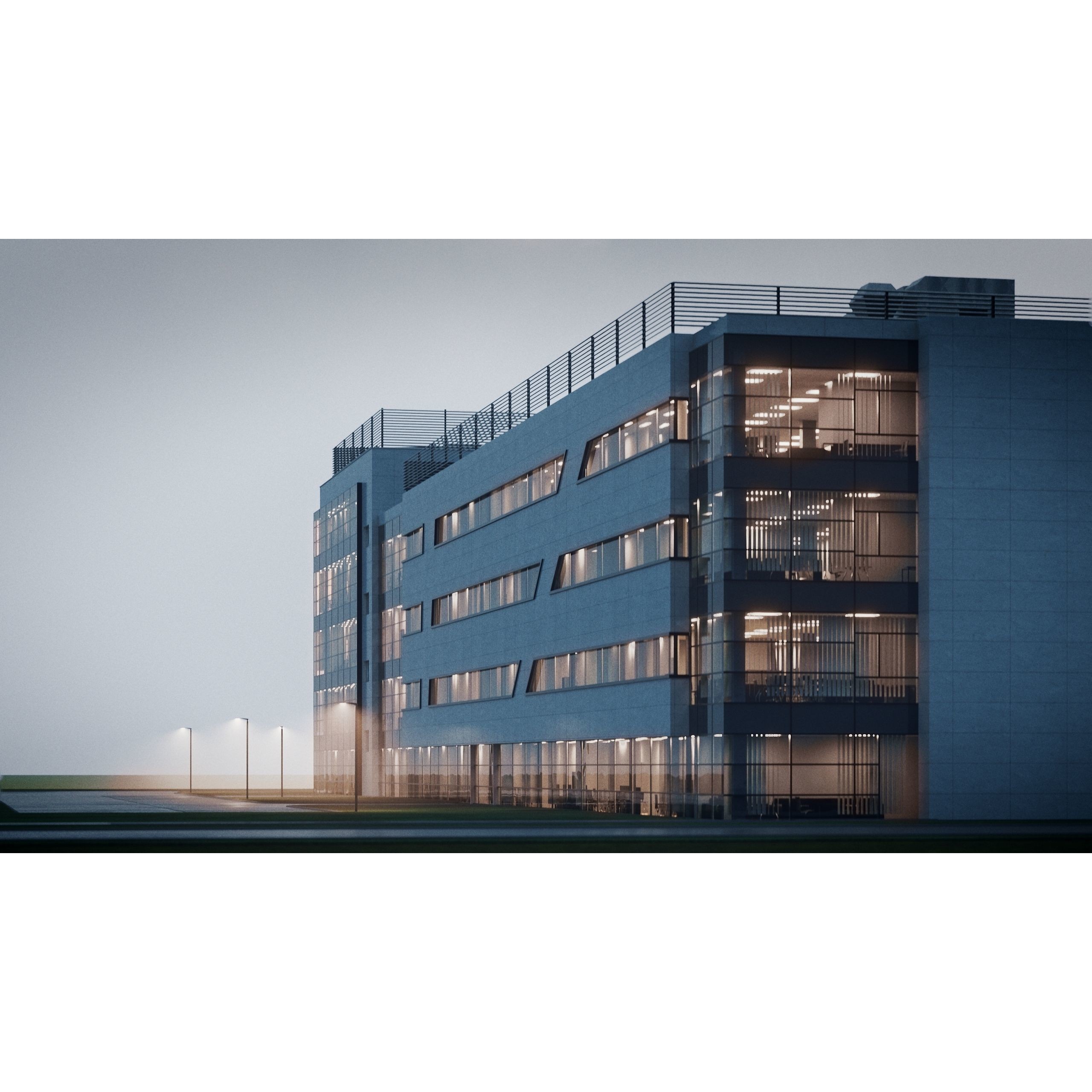 Modern Office Building - Low-Poly Game-Ready 3D Model - View 31