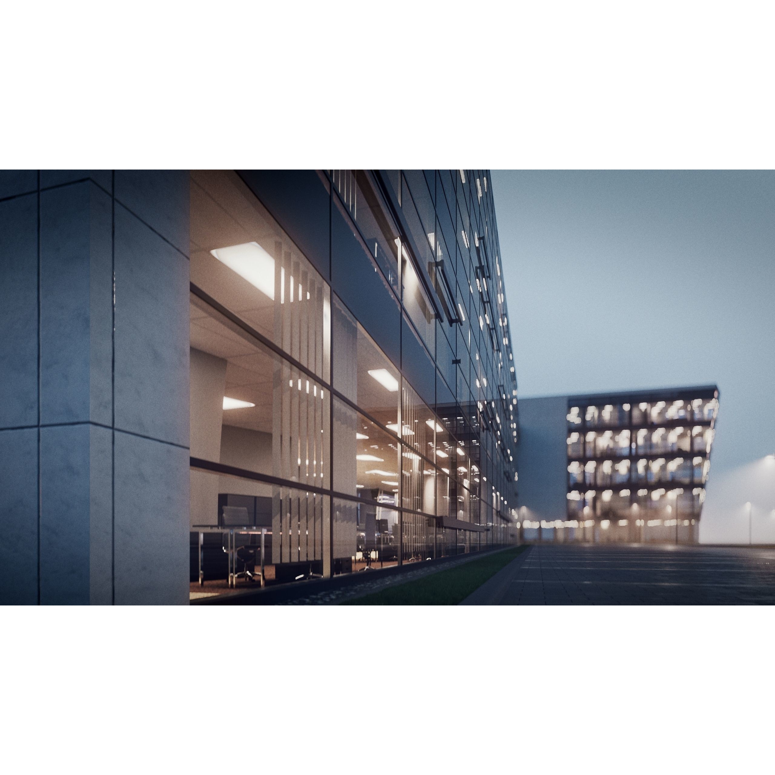 Modern Office Building - Low-Poly Game-Ready 3D Model - View 32