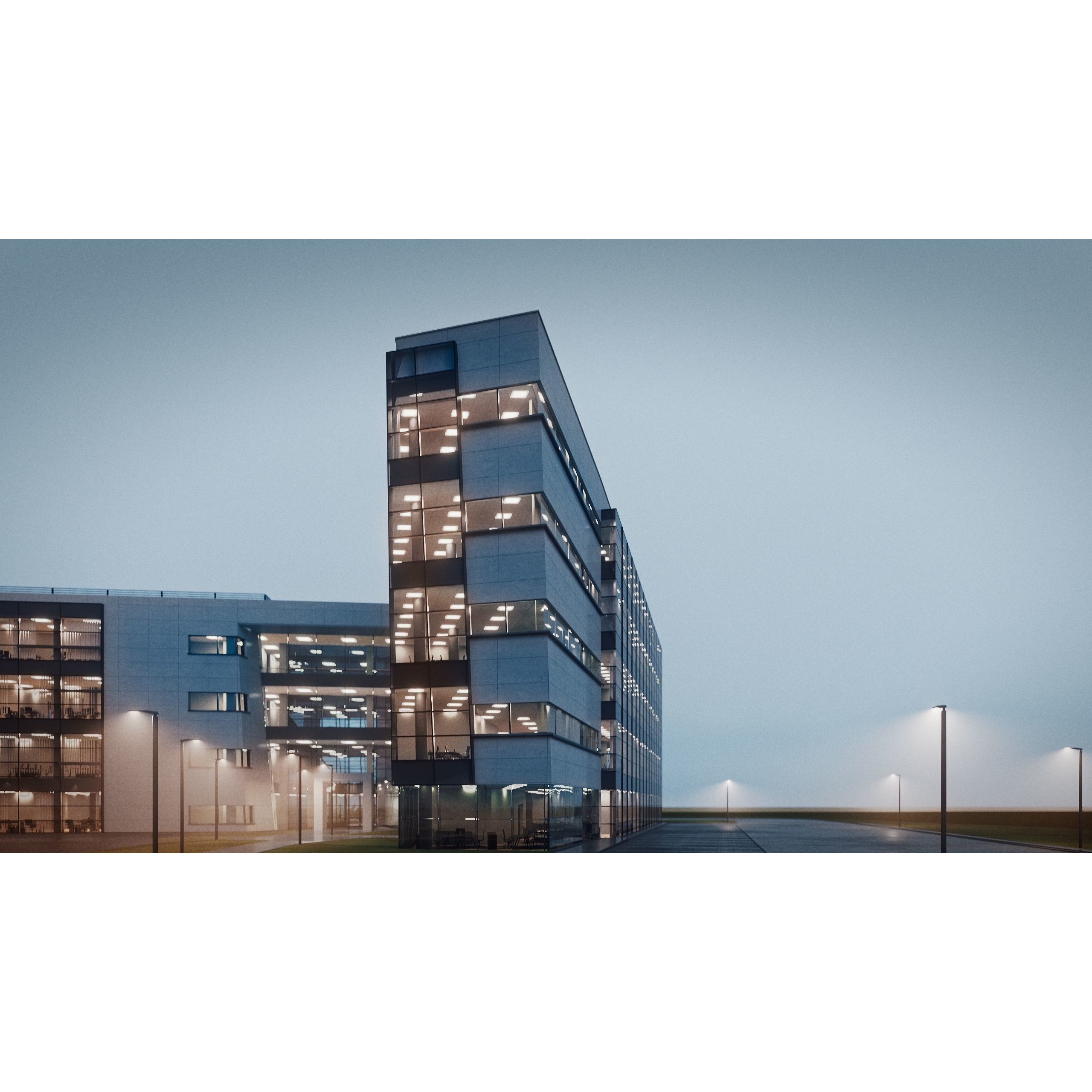 Modern Office Building - Low-Poly Game-Ready 3D Model - View 34