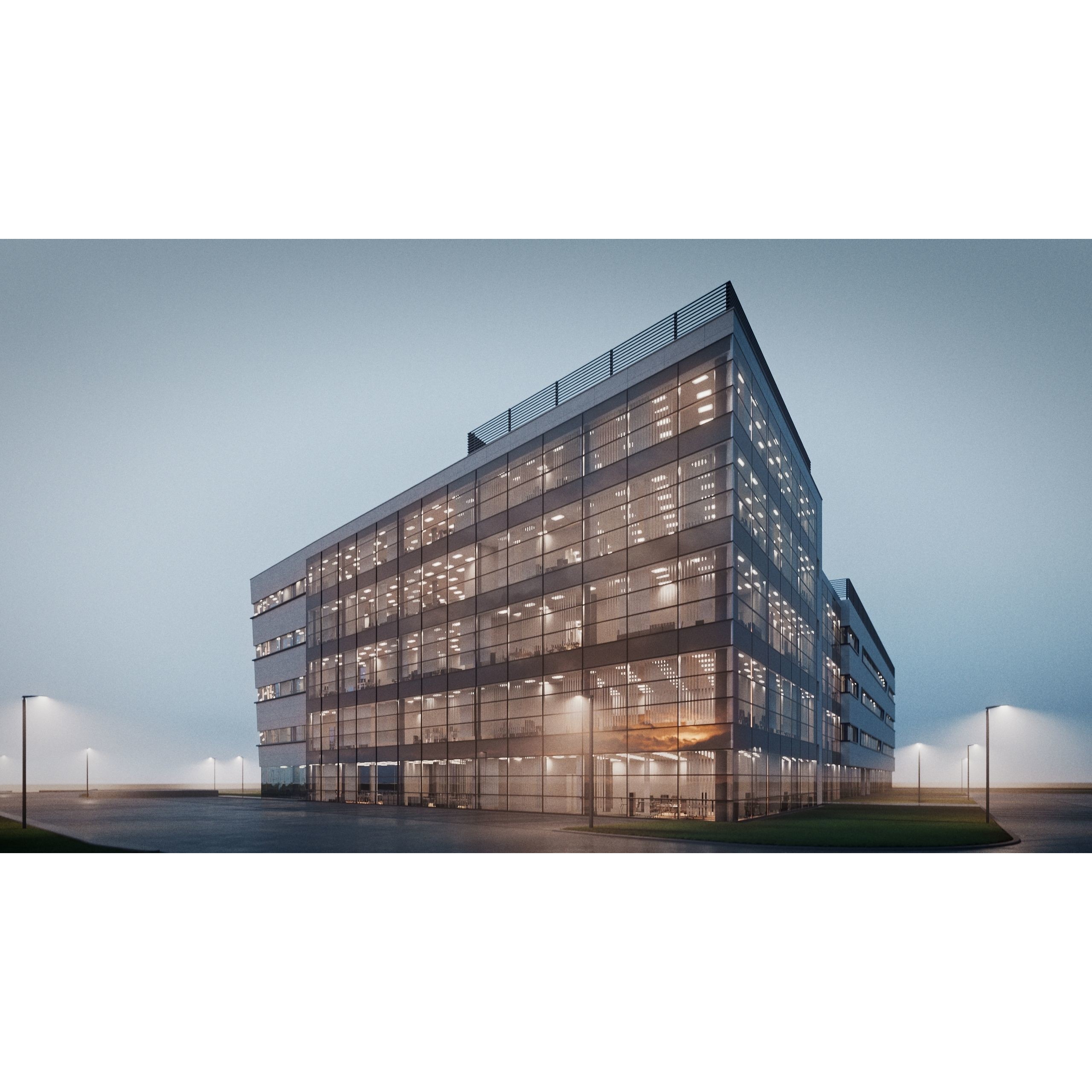 Modern Office Building - Low-Poly Game-Ready 3D Model - View 36