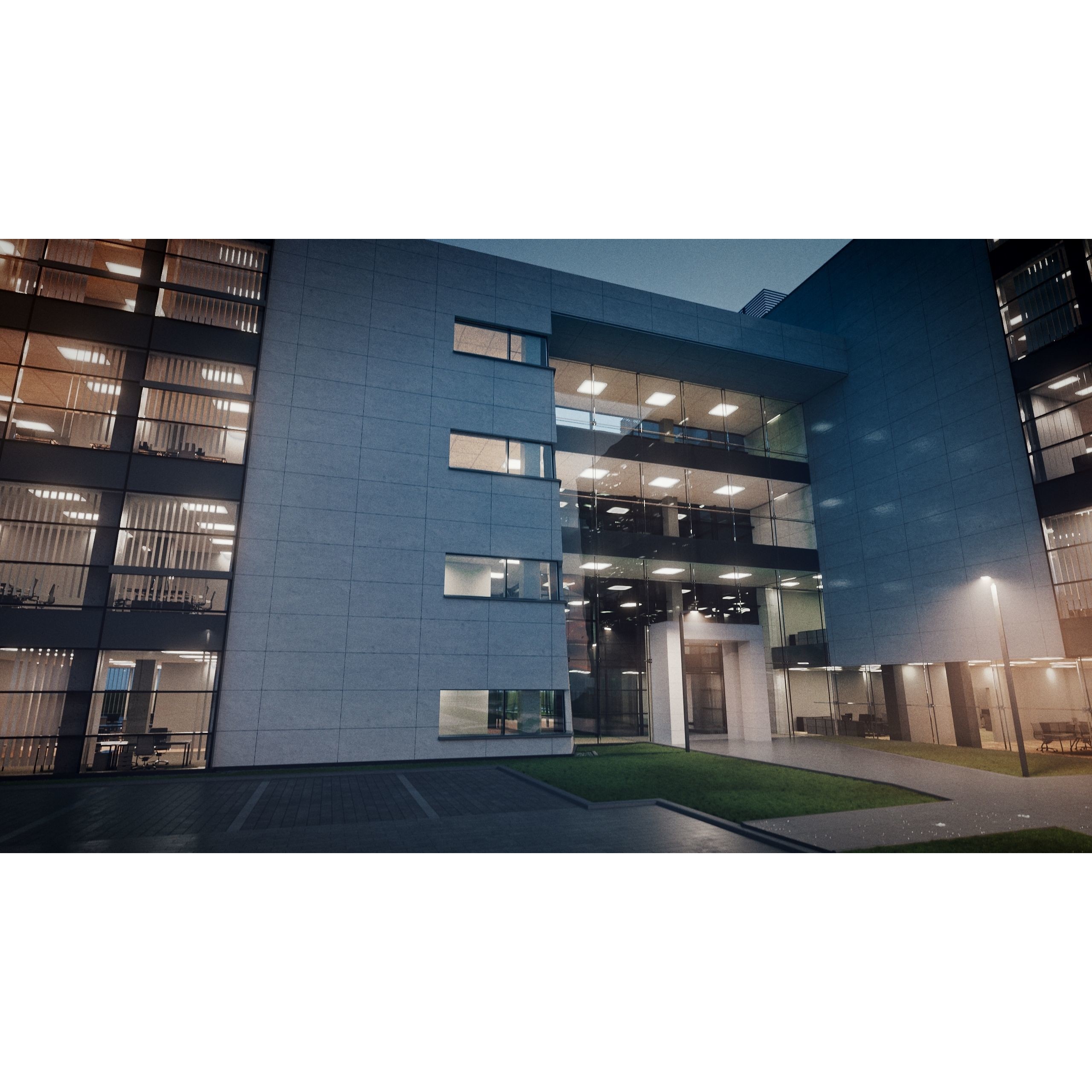 Modern Office Building - Low-Poly Game-Ready 3D Model - View 39