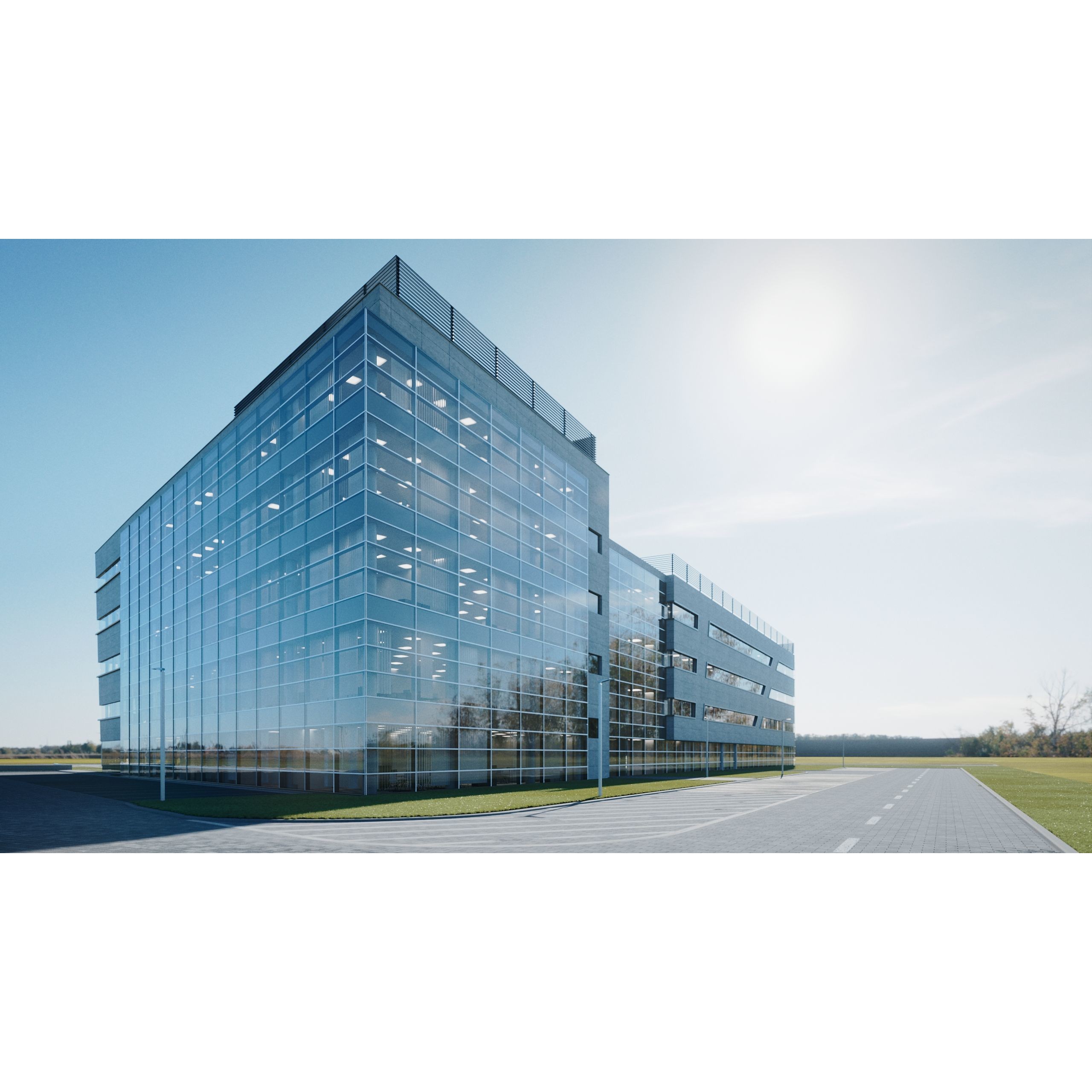 Modern Office Building - Low-Poly Game-Ready 3D Model - View 4