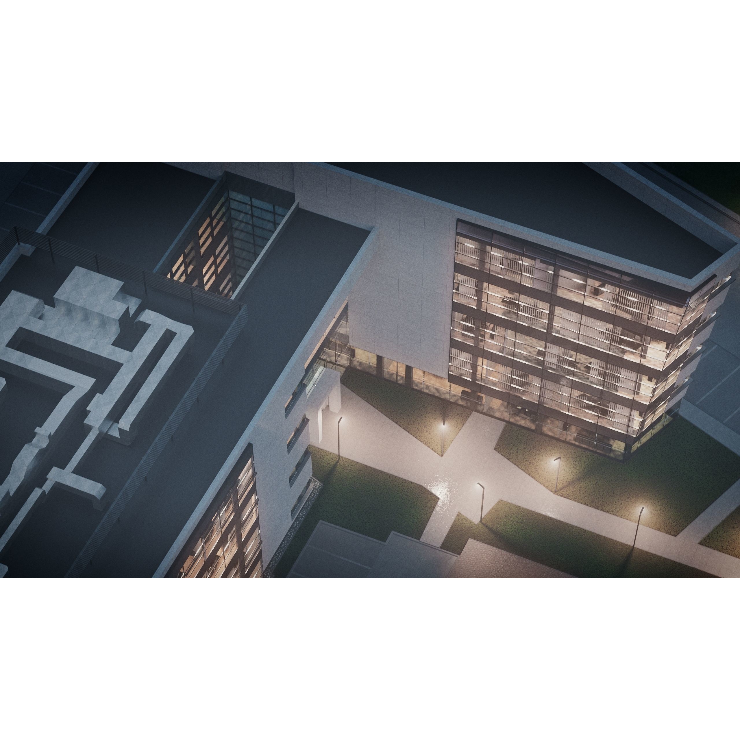 Modern Office Building - Low-Poly Game-Ready 3D Model - View 43
