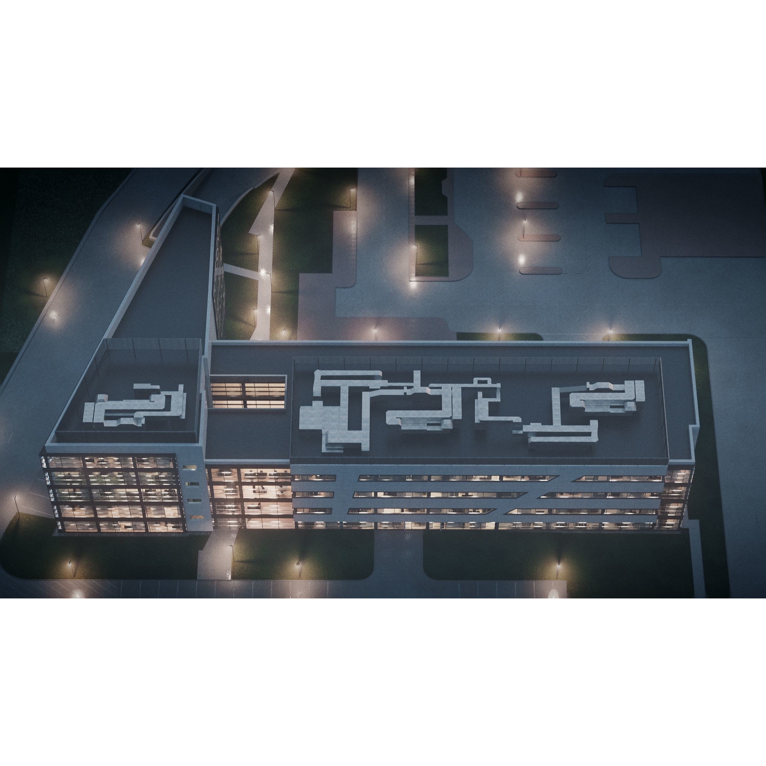 Modern Office Building - Low-Poly Game-Ready 3D Model - View 45
