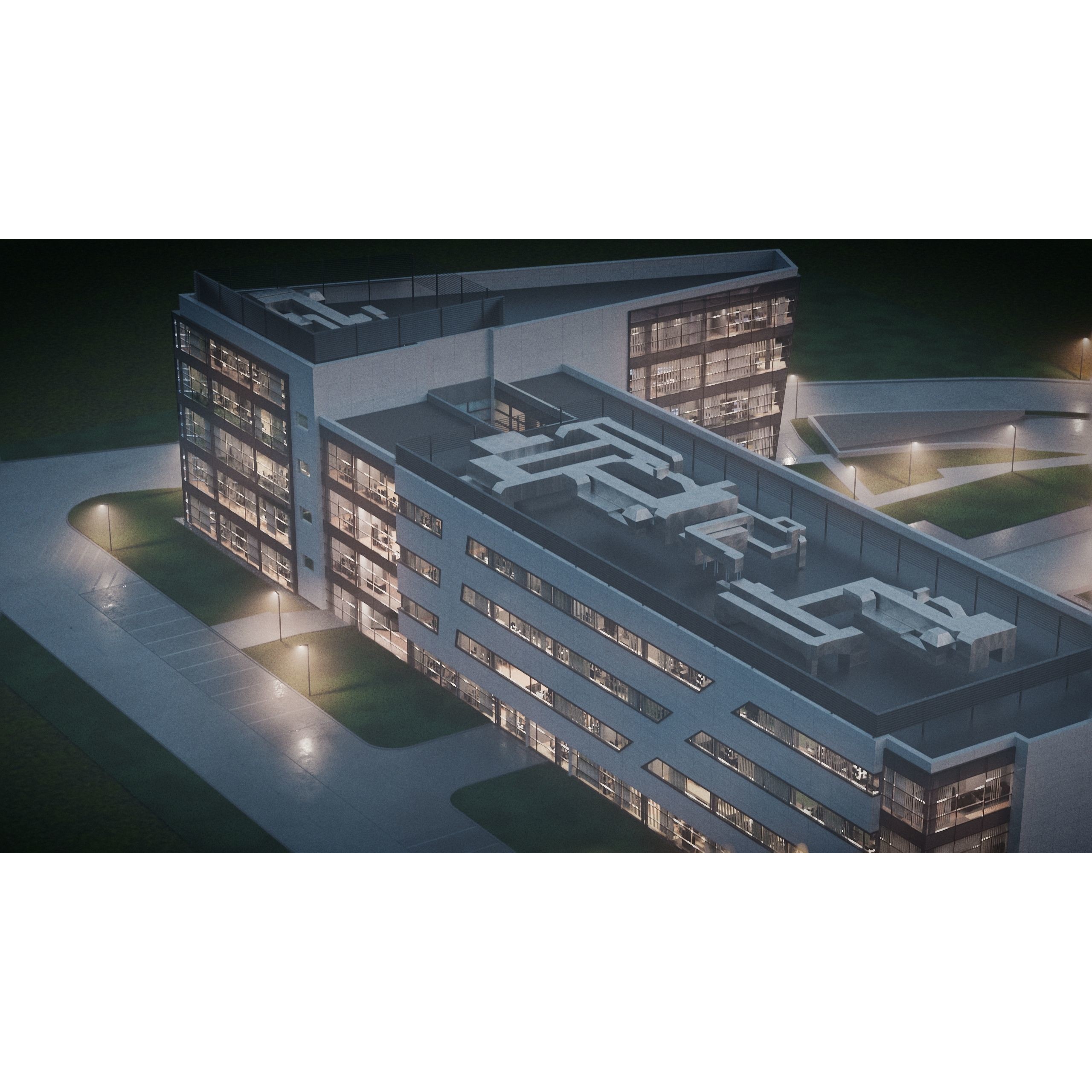 Modern Office Building - Low-Poly Game-Ready 3D Model - View 46