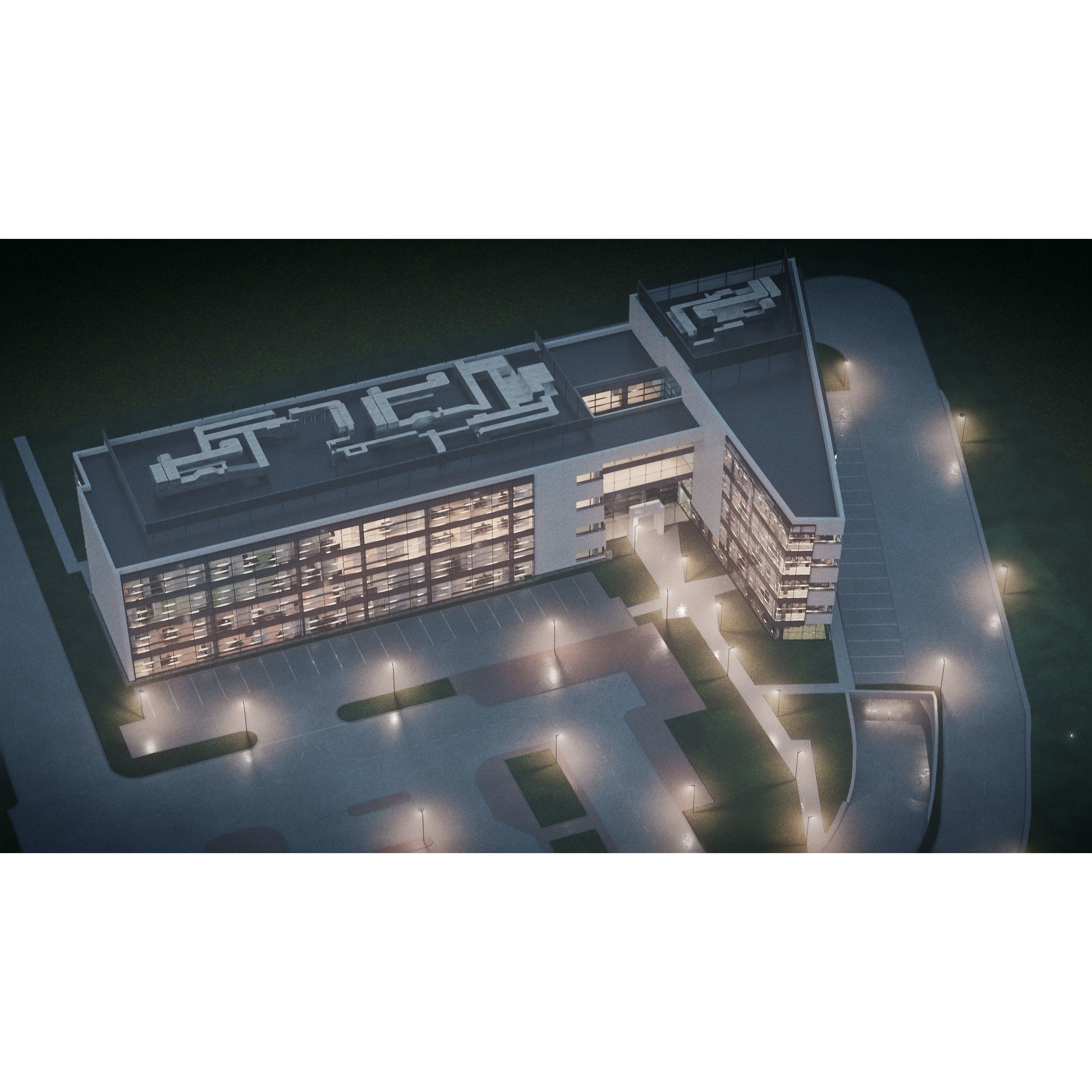 Modern Office Building - Low-Poly Game-Ready 3D Model - View 47