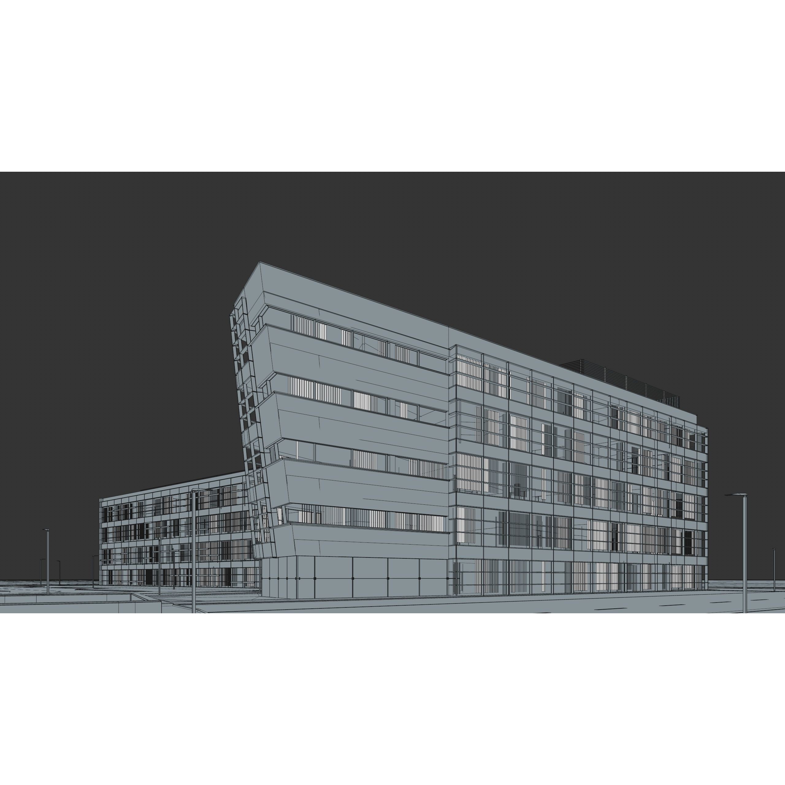 Modern Office Building - Low-Poly Game-Ready 3D Model - View 49
