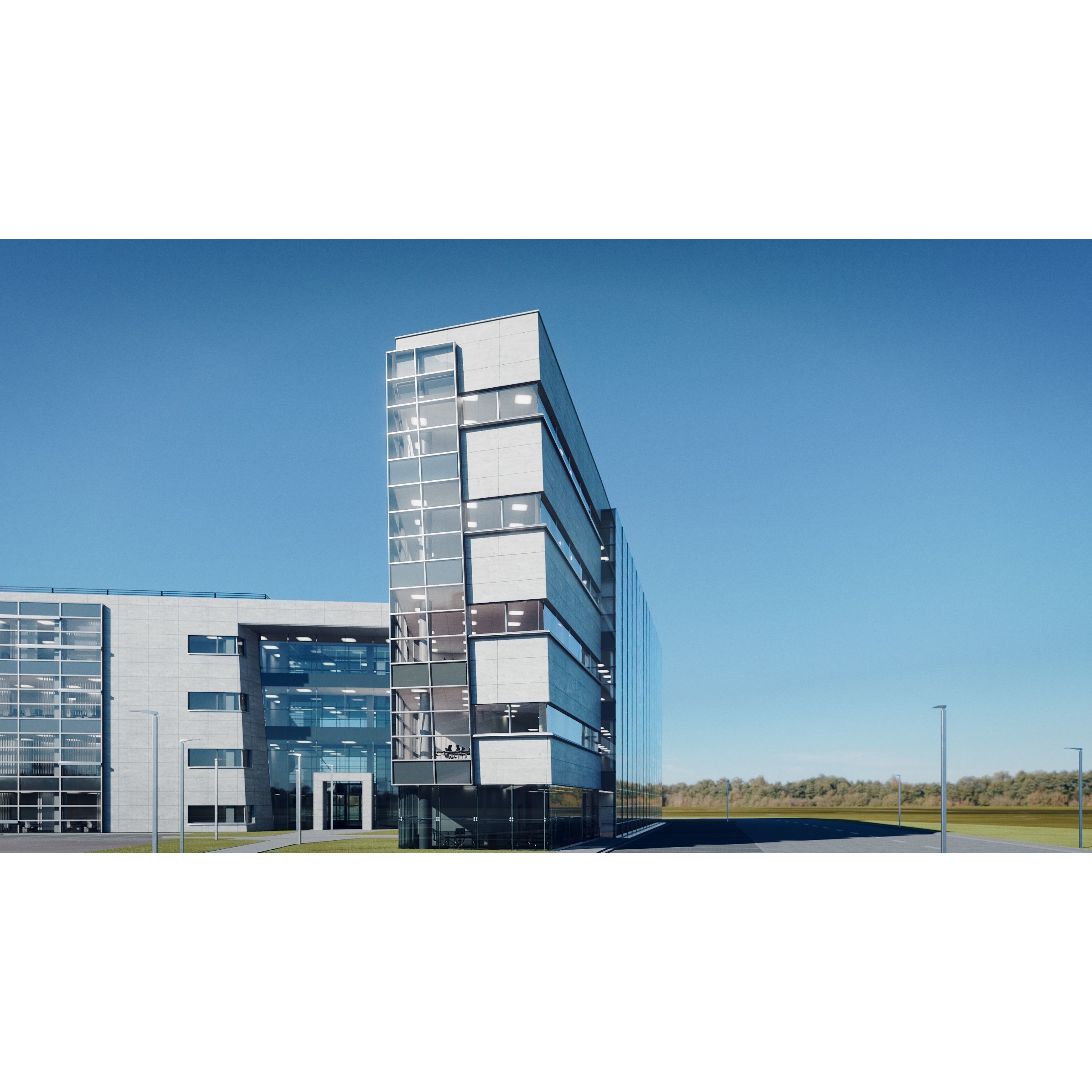 Modern Office Building - Low-Poly Game-Ready 3D Model - View 6