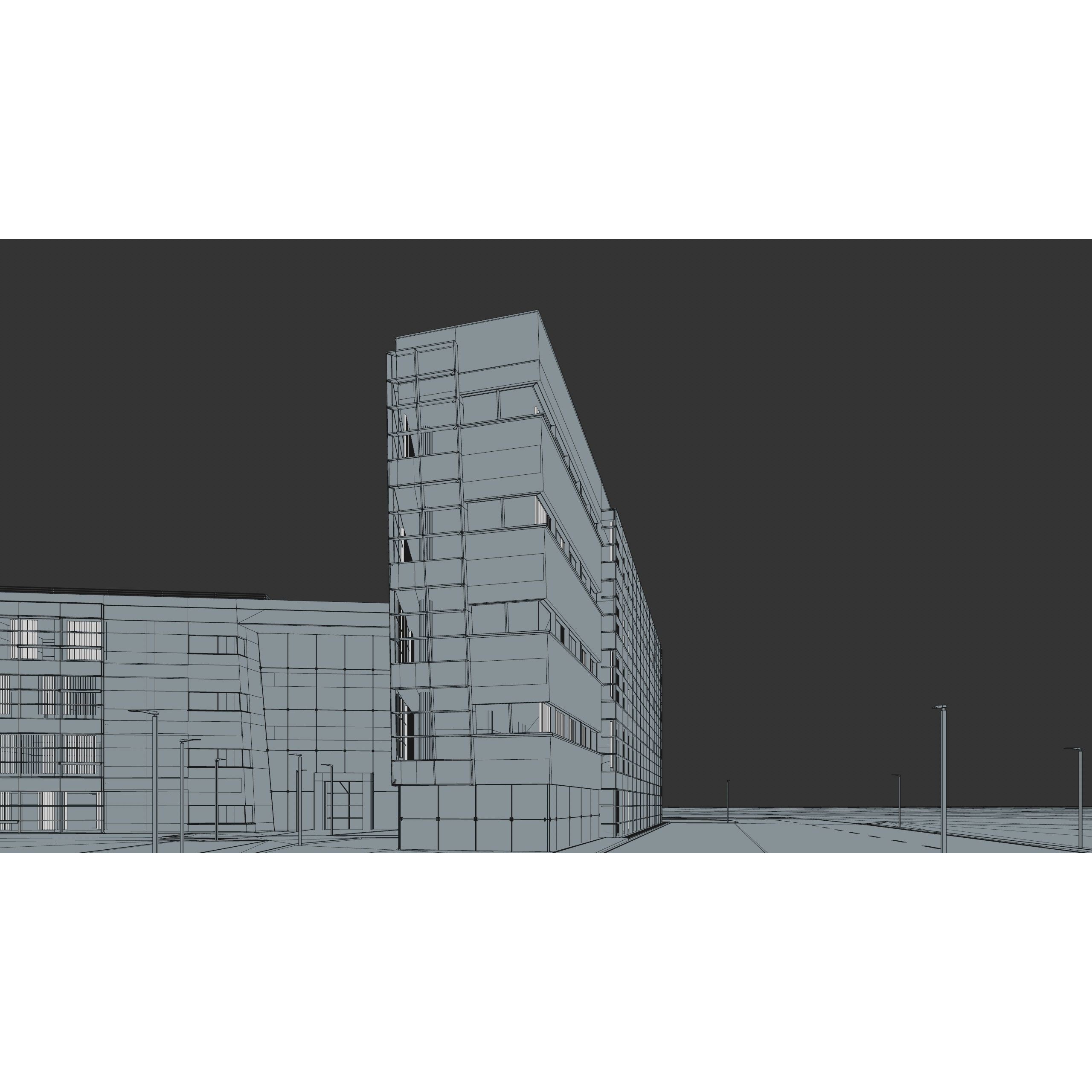 Modern Office Building - Low-Poly Game-Ready 3D Model - View 60