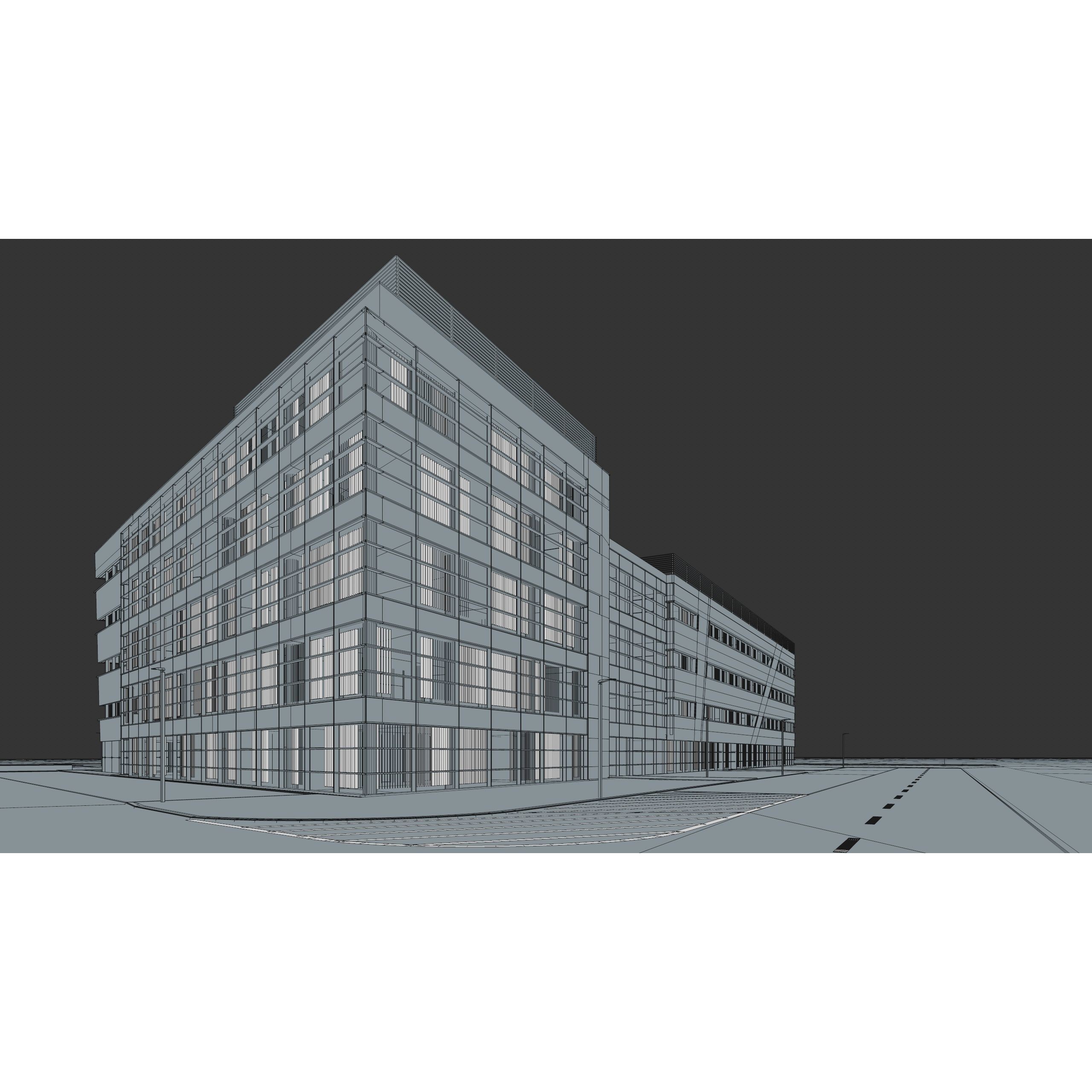 Modern Office Building - Low-Poly Game-Ready 3D Model - View 61