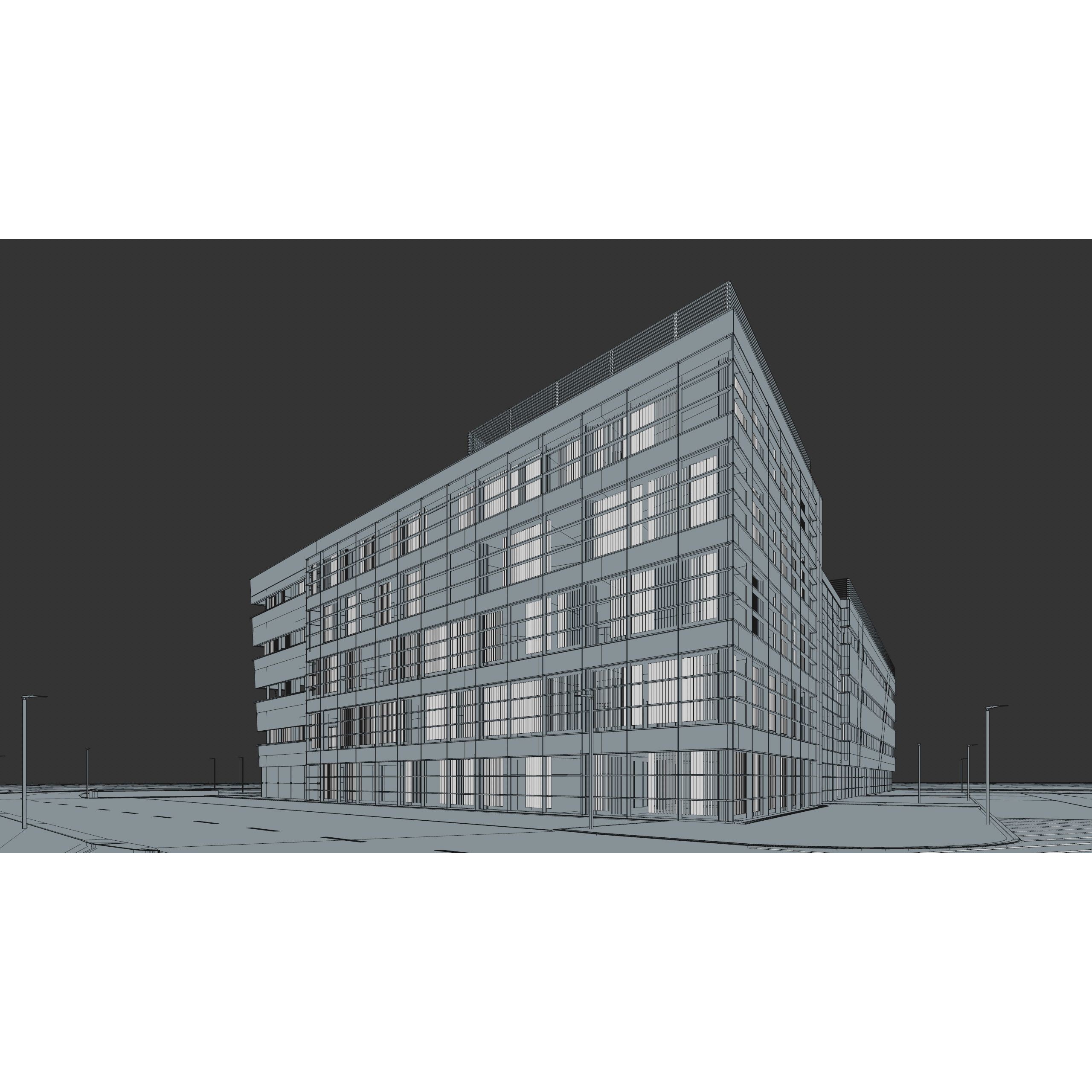 Modern Office Building - Low-Poly Game-Ready 3D Model - View 63