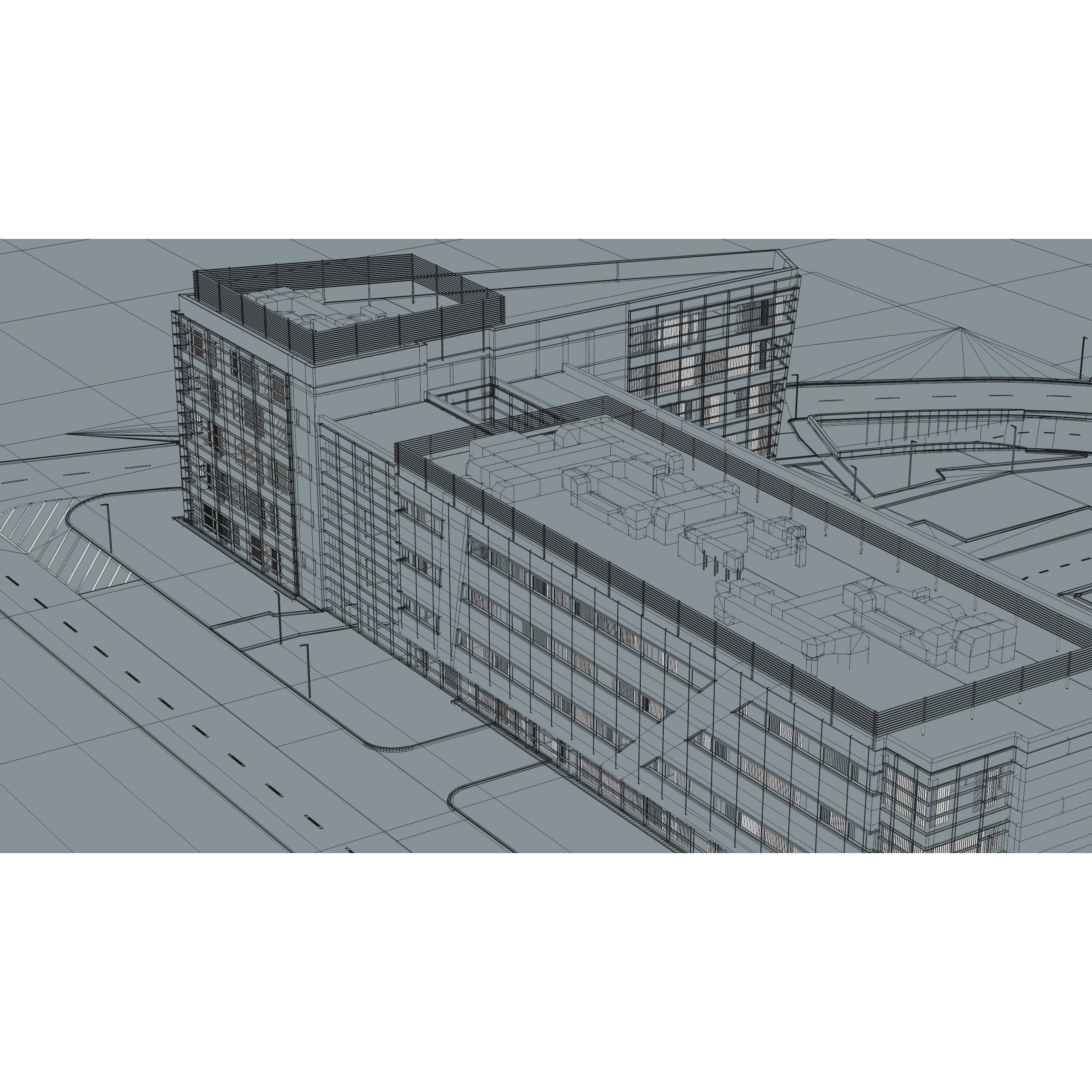 Modern Office Building - Low-Poly Game-Ready 3D Model - View 64