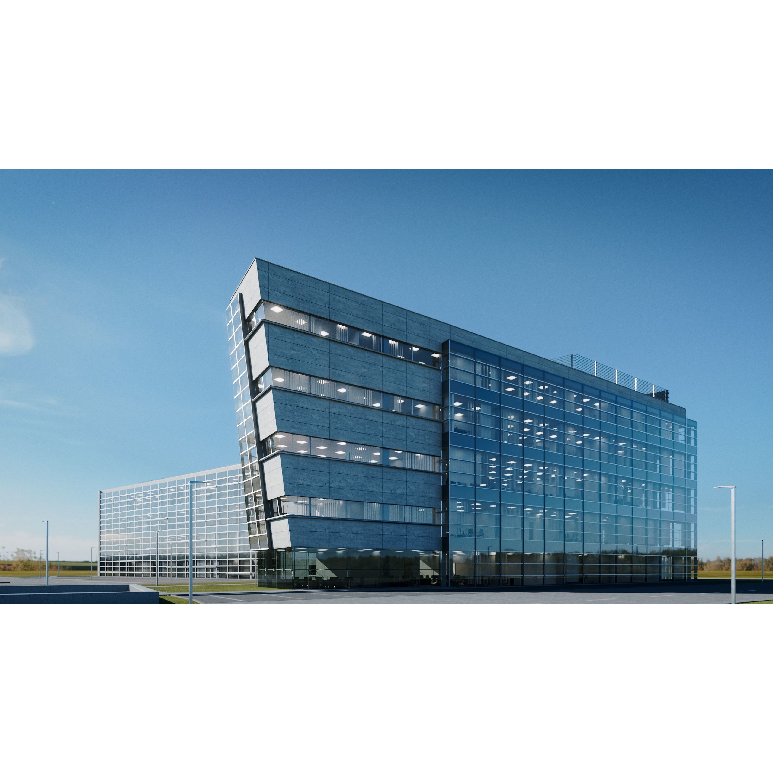 Modern Office Building - Low-Poly Game-Ready 3D Model - View 7