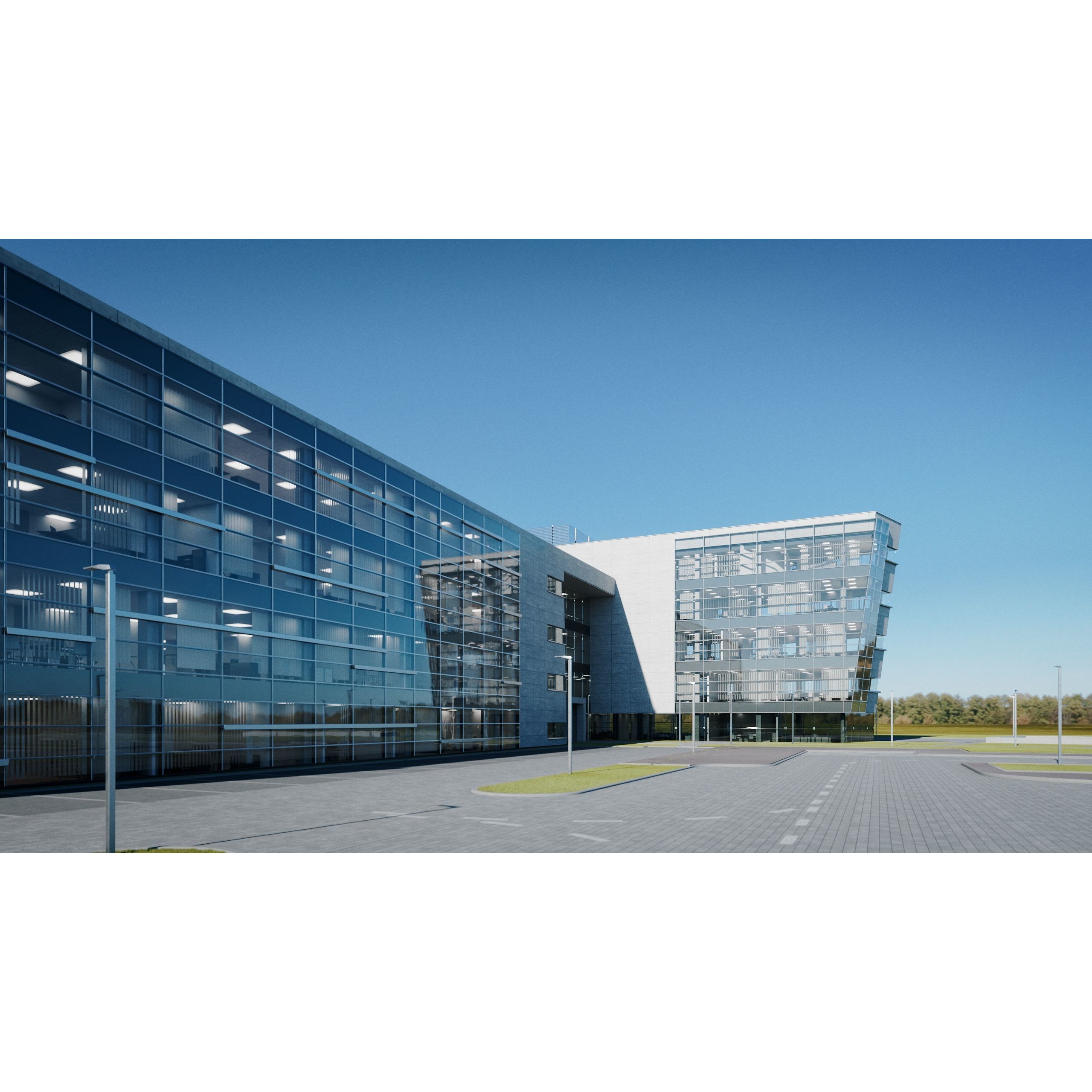 Modern Office Building - Low-Poly Game-Ready 3D Model - View 8