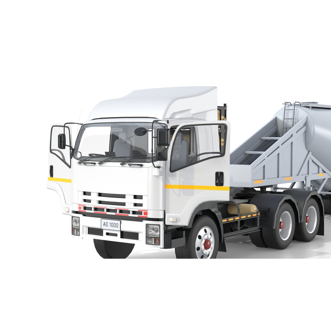 Bulk Cement Trailer Truck 3D Model – Low Poly Game Asset, FBX, PBR - View 19