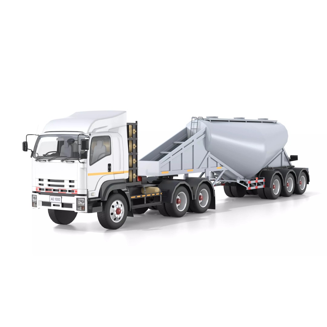 Bulk Cement Trailer Truck 3D Model – Low Poly Game Asset, FBX, PBR - View 2