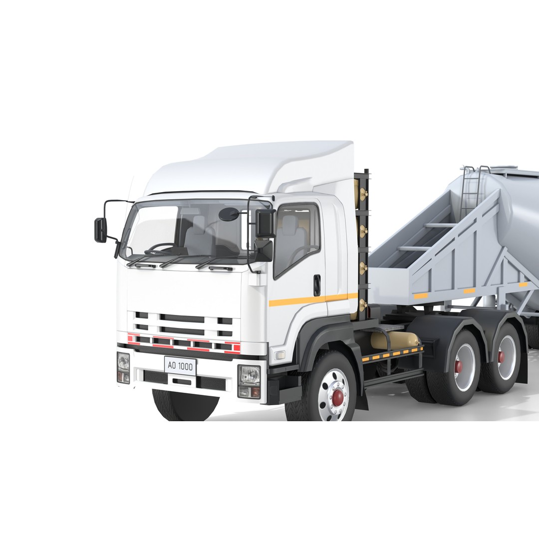 Bulk Cement Trailer Truck 3D Model – Low Poly Game Asset, FBX, PBR - View 20